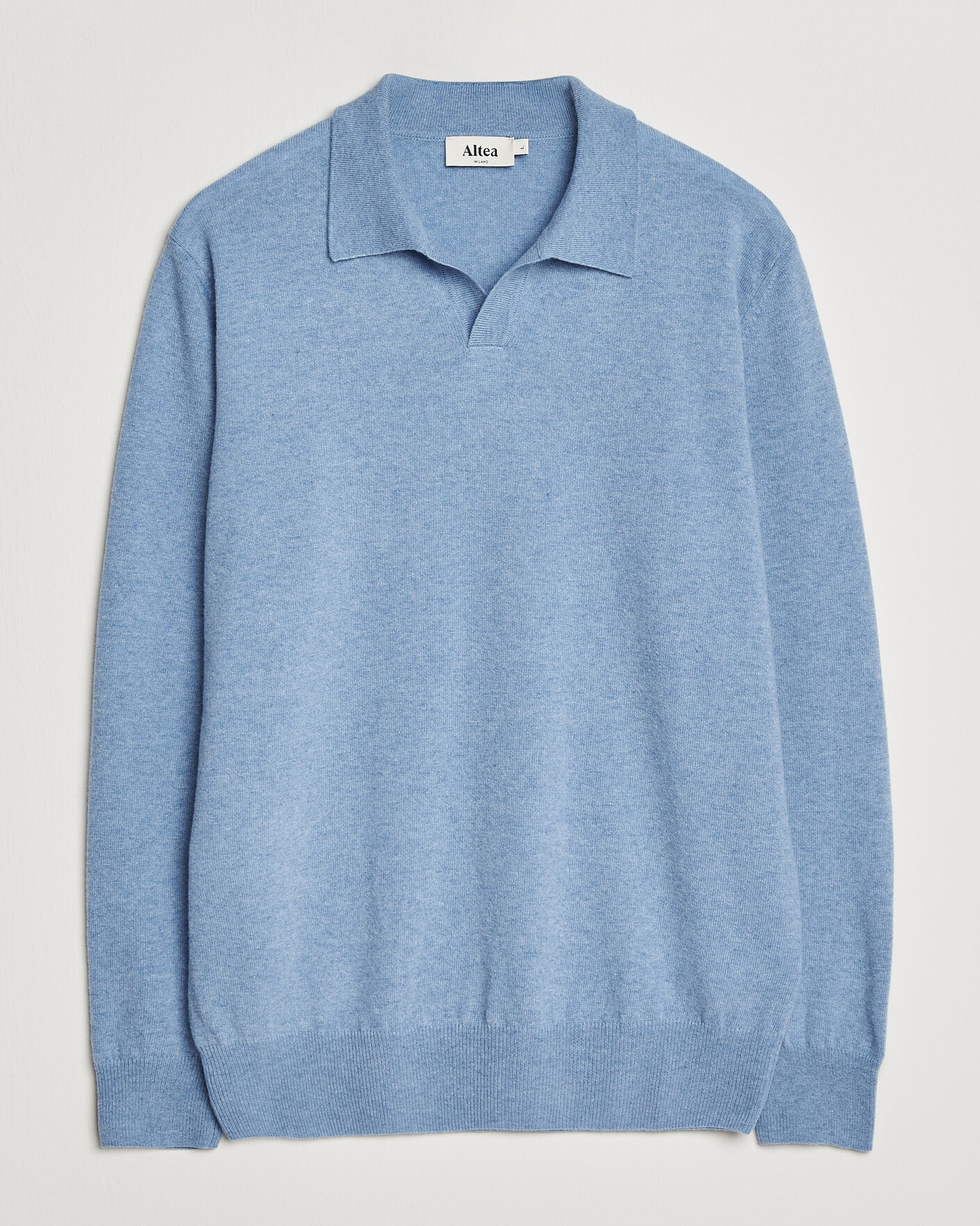 Herr | Tröjor | Altea | Long Sleeve Knitted Polo Sky Blue
