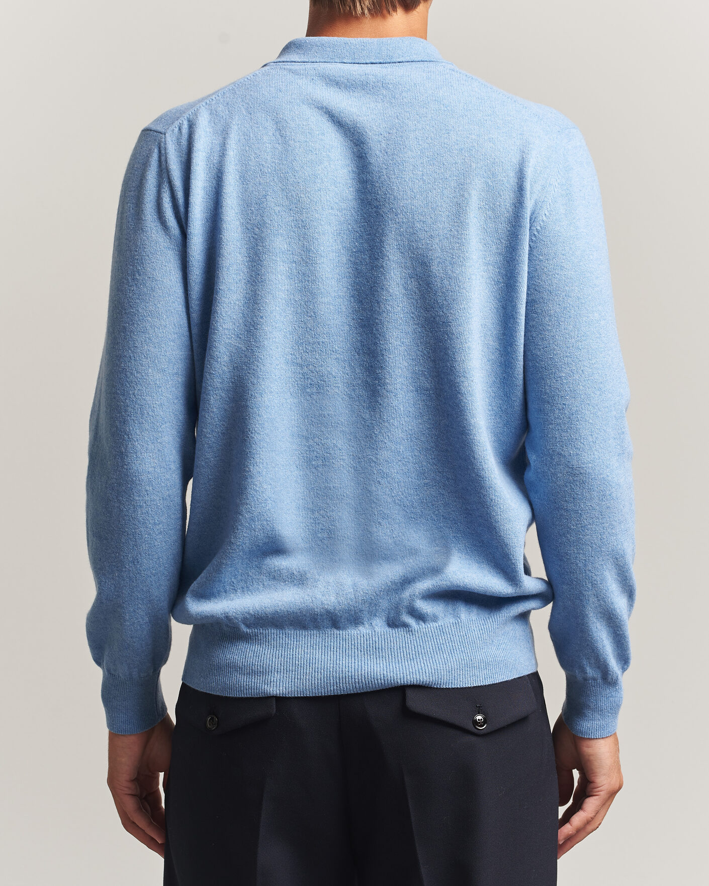 Herr | Tröjor | Altea | Long Sleeve Knitted Polo Sky Blue