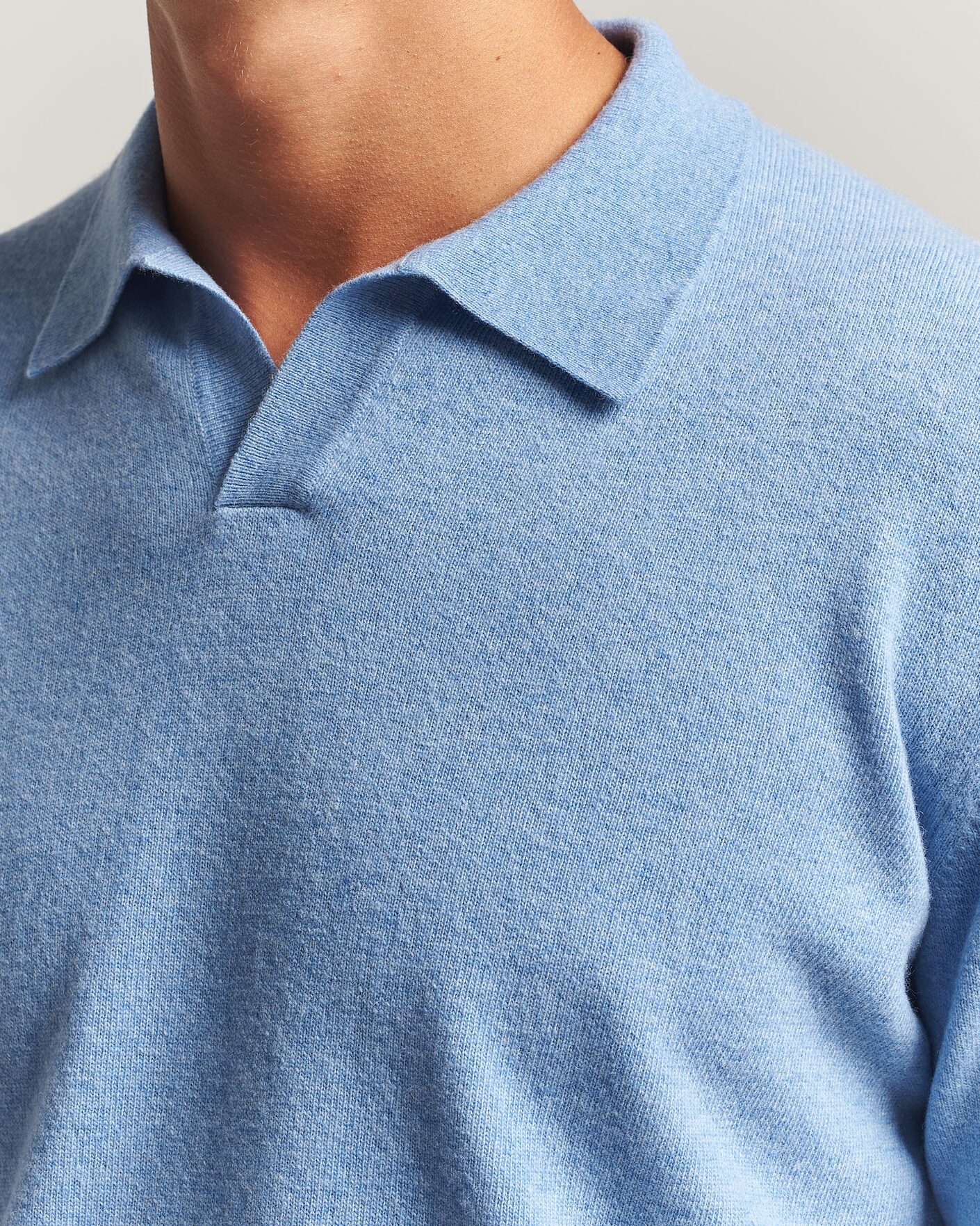 Herr | Tröjor | Altea | Long Sleeve Knitted Polo Sky Blue