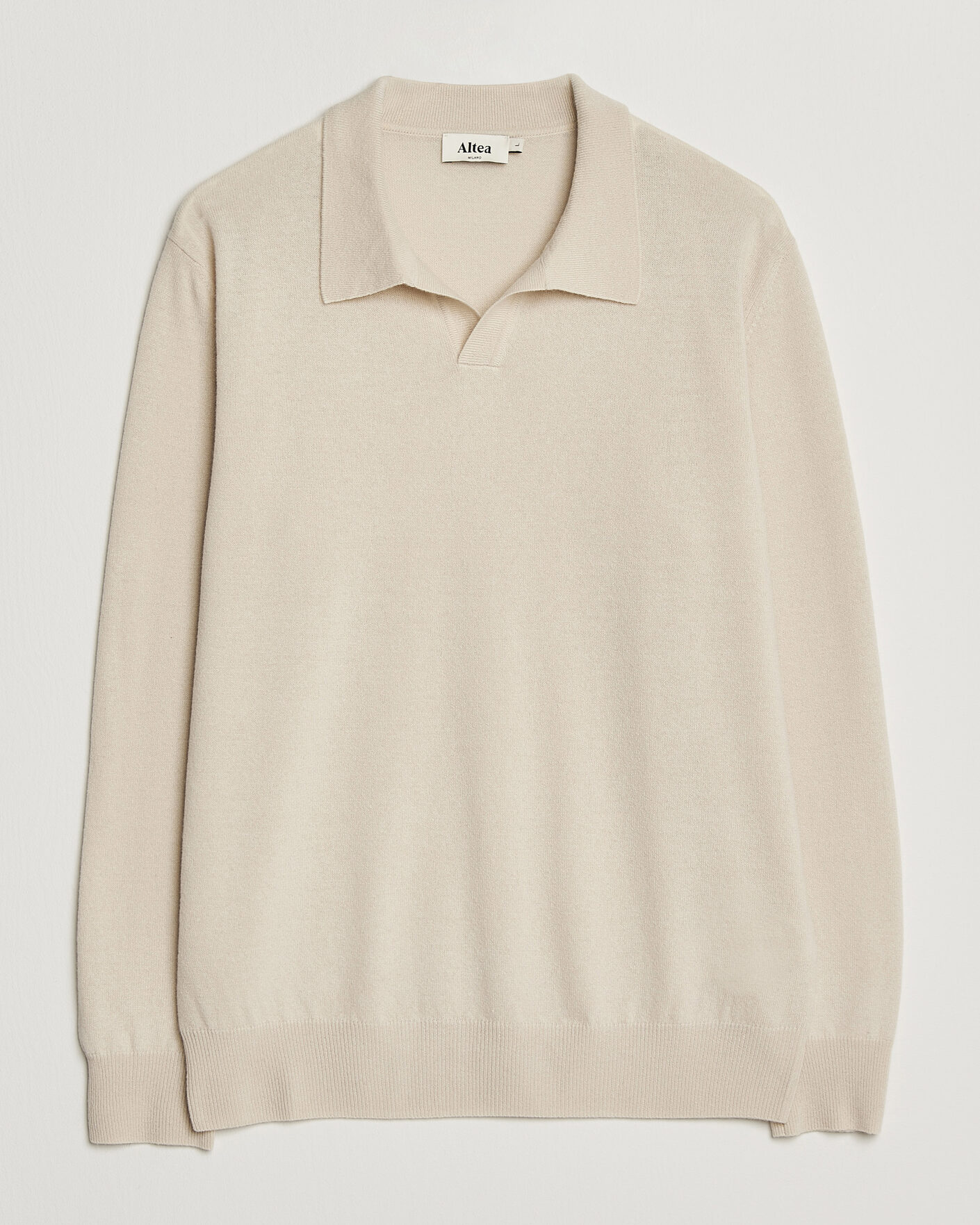 Herr | Tröjor | Altea | Long Sleeve Knitted Polo Beige