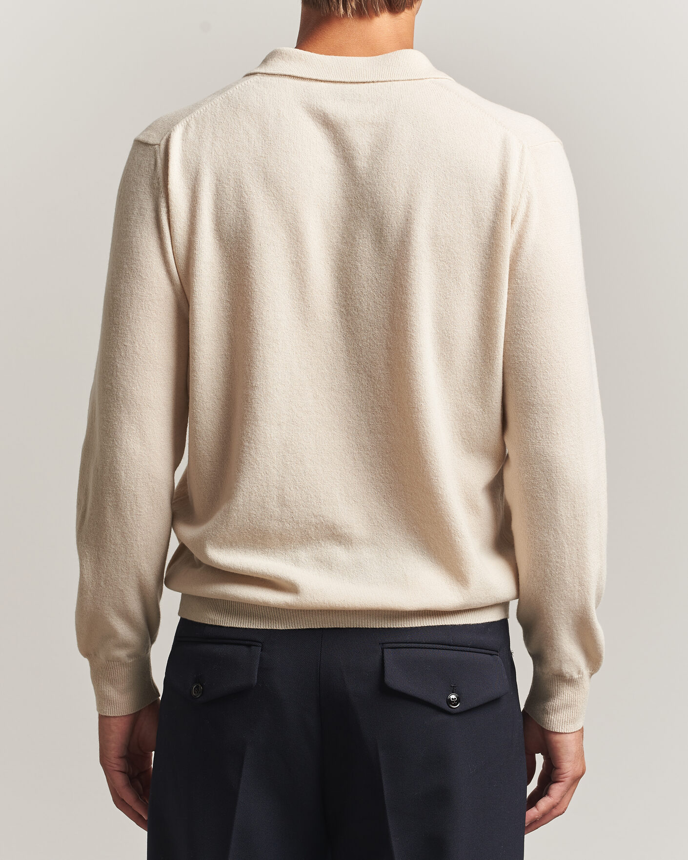Herr | Tröjor | Altea | Long Sleeve Knitted Polo Beige