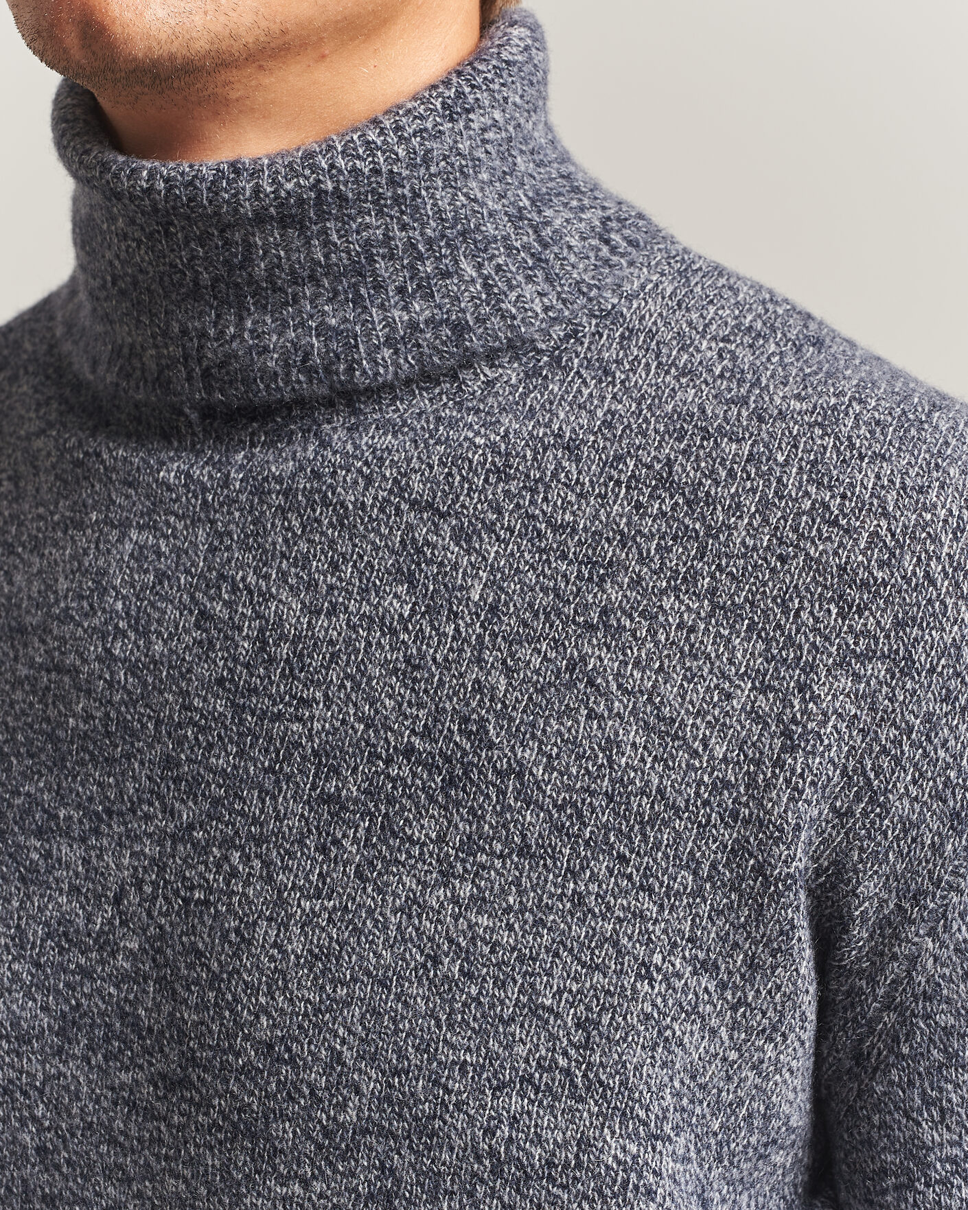 Herr | Tröjor | Altea | Cloud Cashmere Blend Rollneck Navy Melange