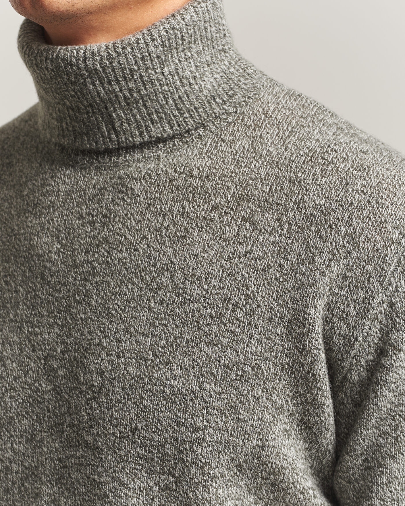Herr | Tröjor | Altea | Cloud Cashmere Blend Rollneck Green Melange
