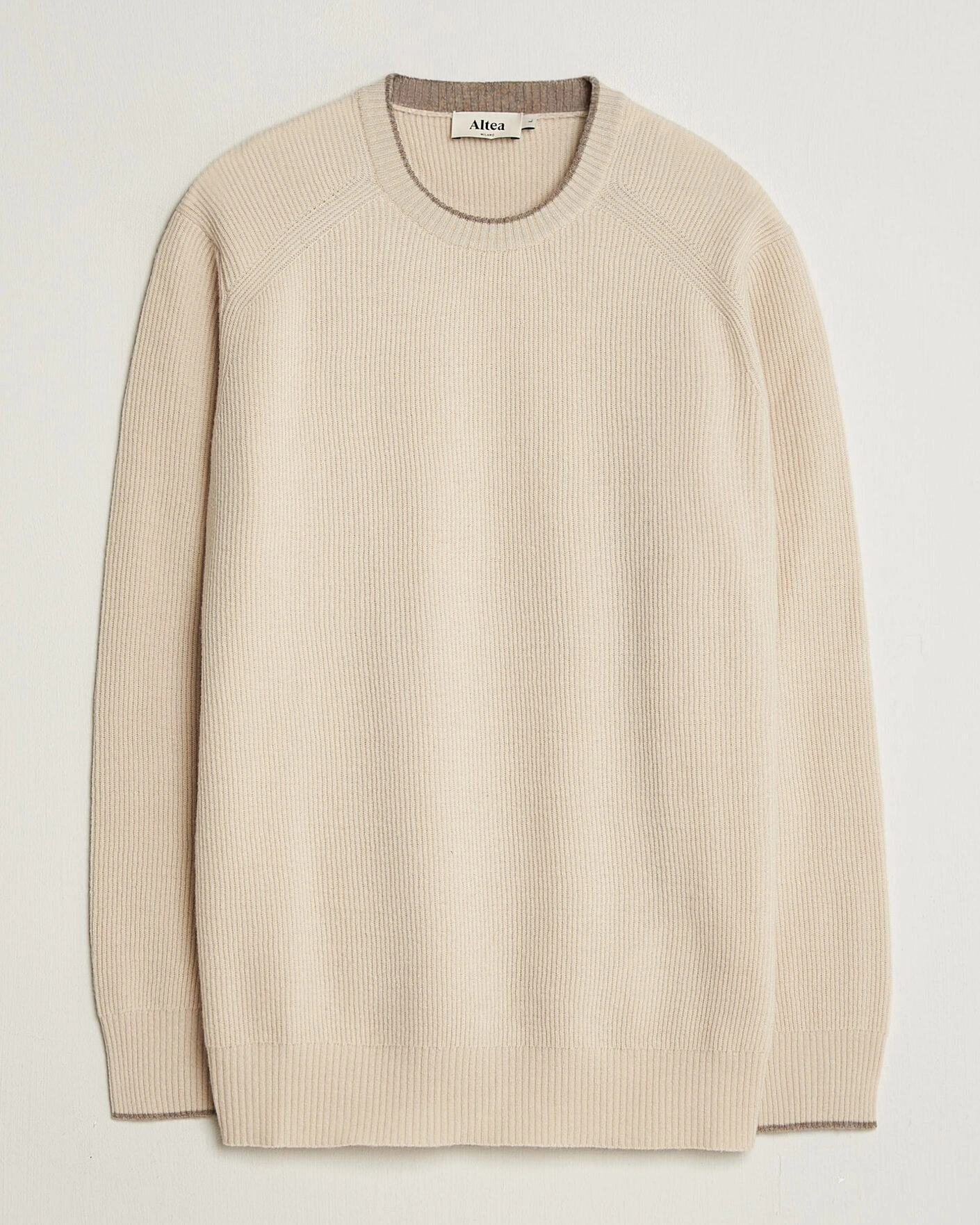 Herr | Tröjor | Altea | Rib Wool Raglan Sweater Cream