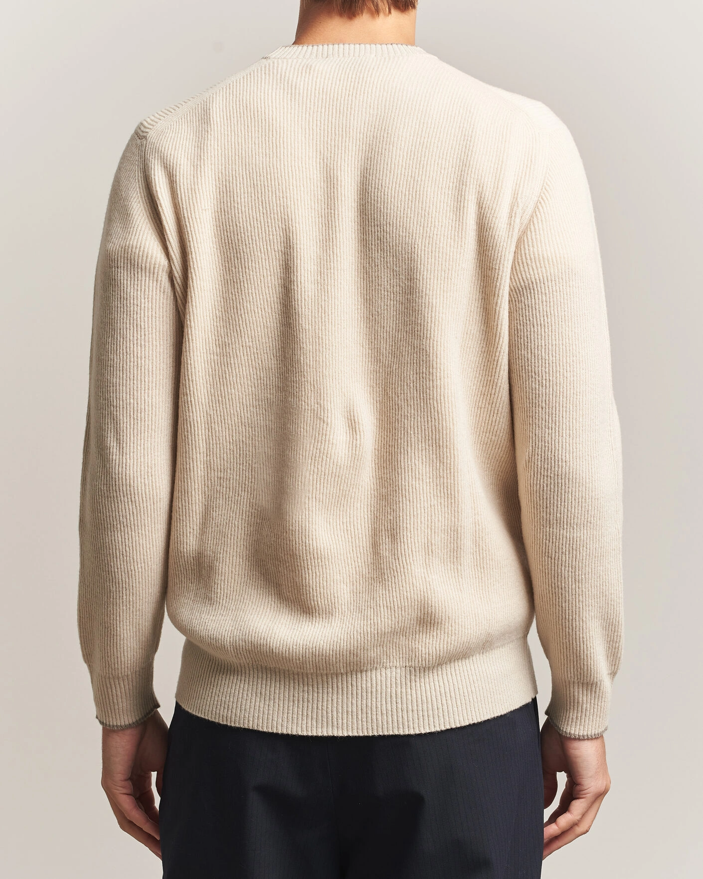 Herr | Tröjor | Altea | Rib Wool Raglan Sweater Cream
