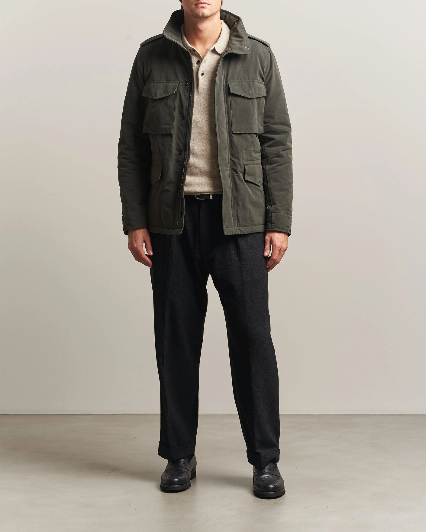 Herr | Jackor | Aspesi | Lined Cotton Field Jacket Grey