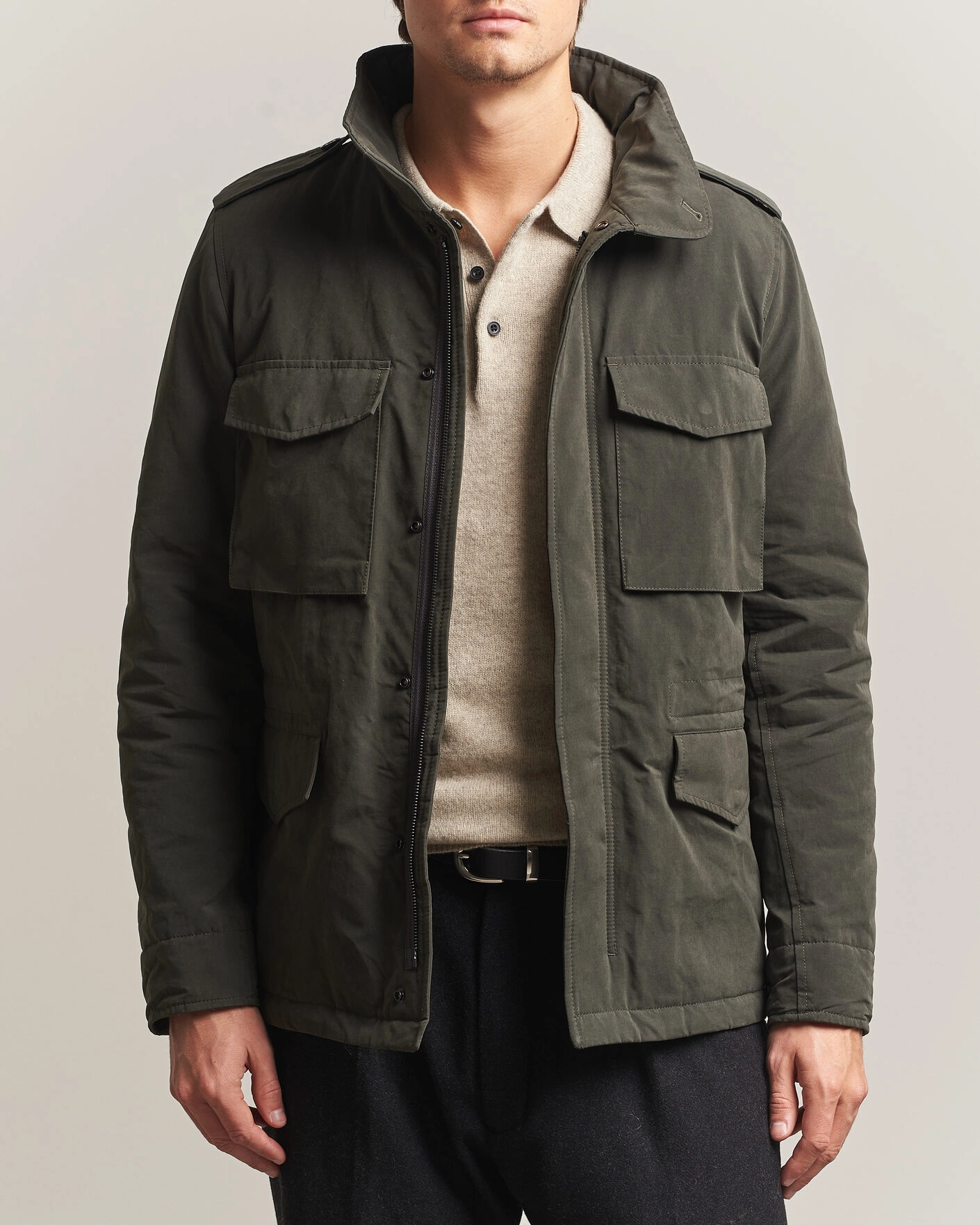 Herr | Jackor | Aspesi | Lined Cotton Field Jacket Grey