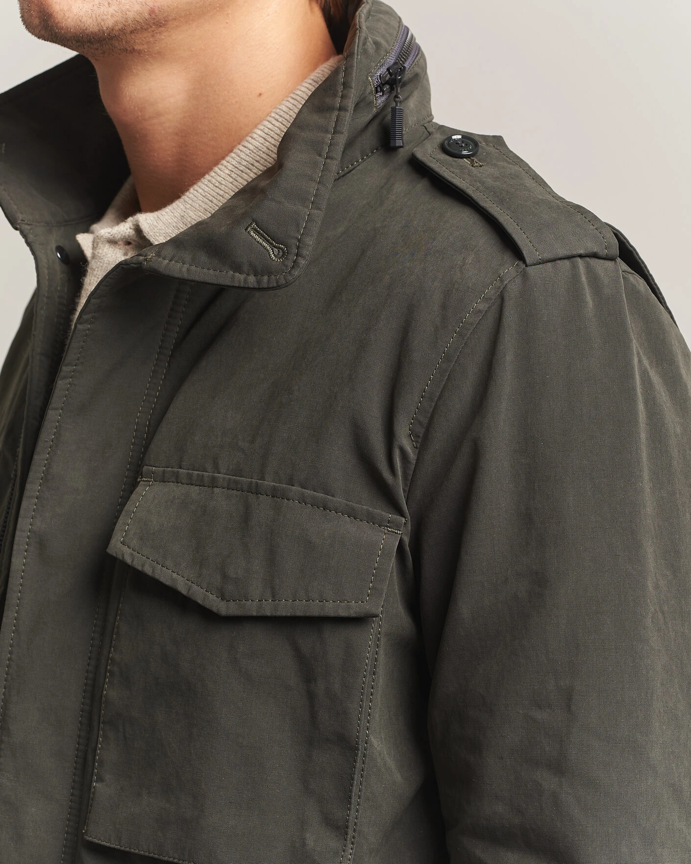 Herr | Jackor | Aspesi | Lined Cotton Field Jacket Grey