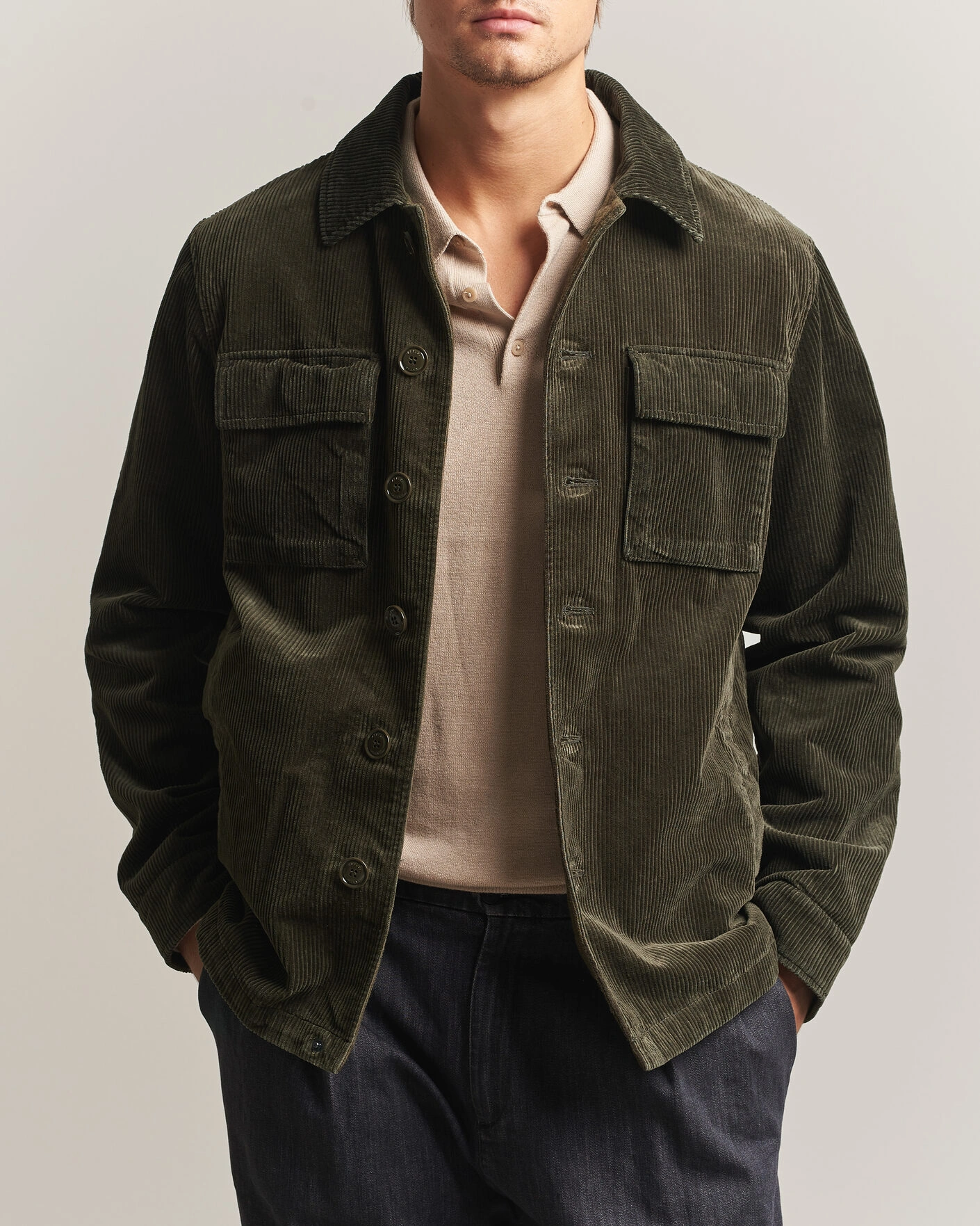 Herr | Jackor | Aspesi | Tigre Corduroy Shirt Jacket Military