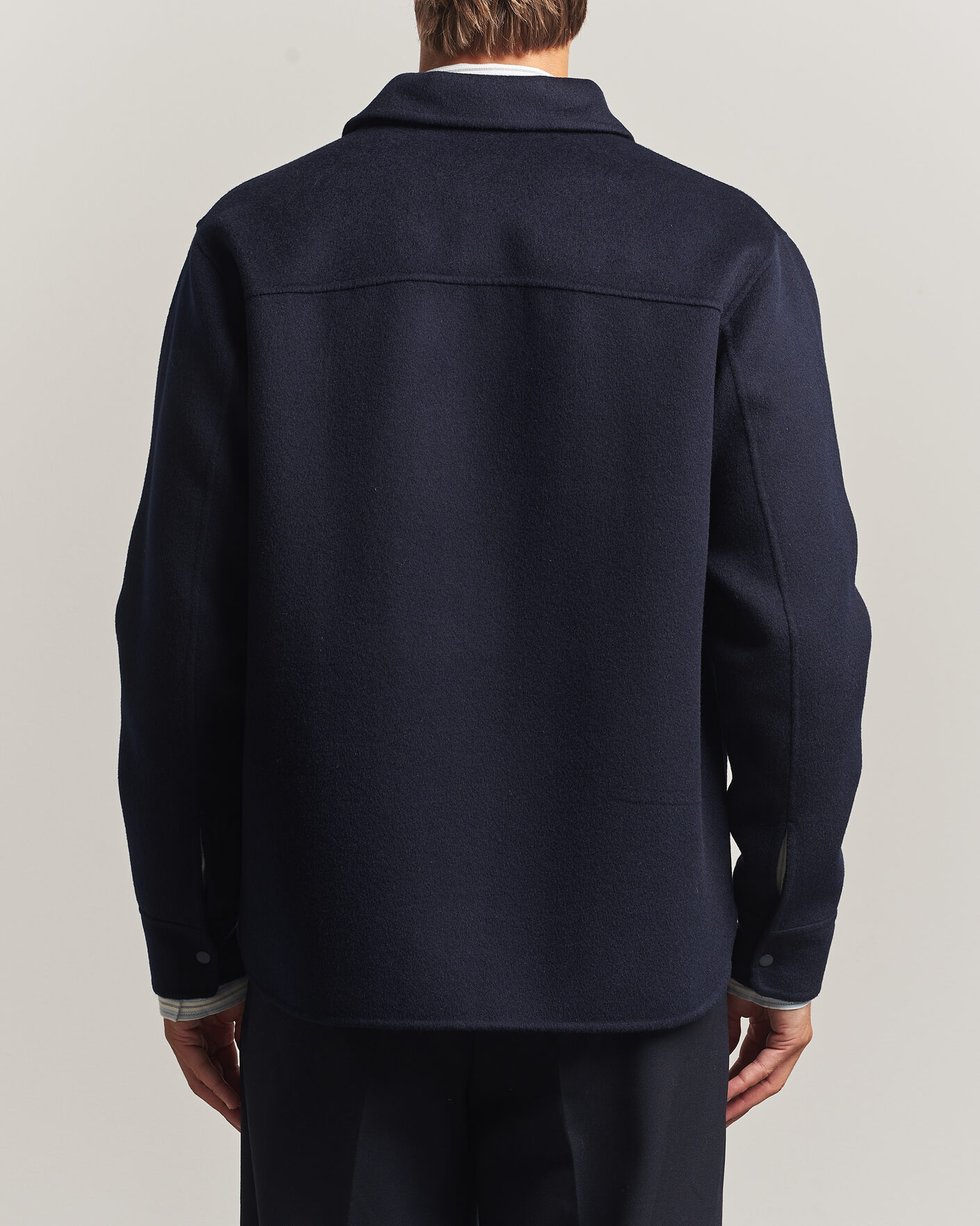Herr | Jackor | Aspesi | Double Wool Shirt Jacket Navy