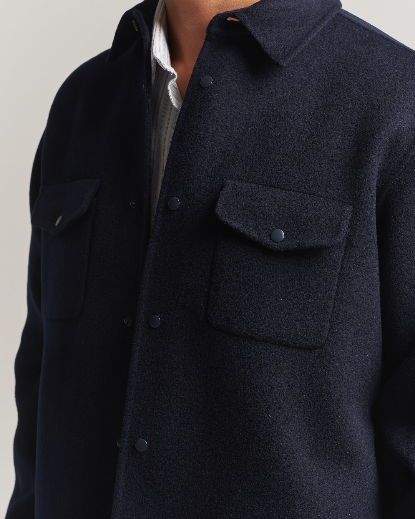 Herr | Jackor | Aspesi | Double Wool Shirt Jacket Navy