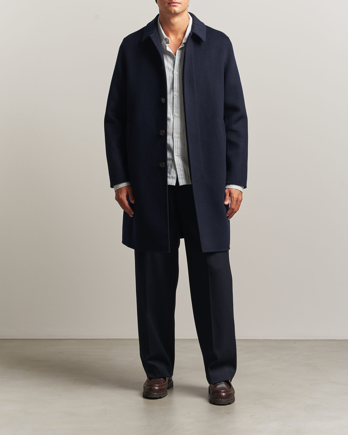 Herr | Jackor | Aspesi | Double Wool Coat Navy