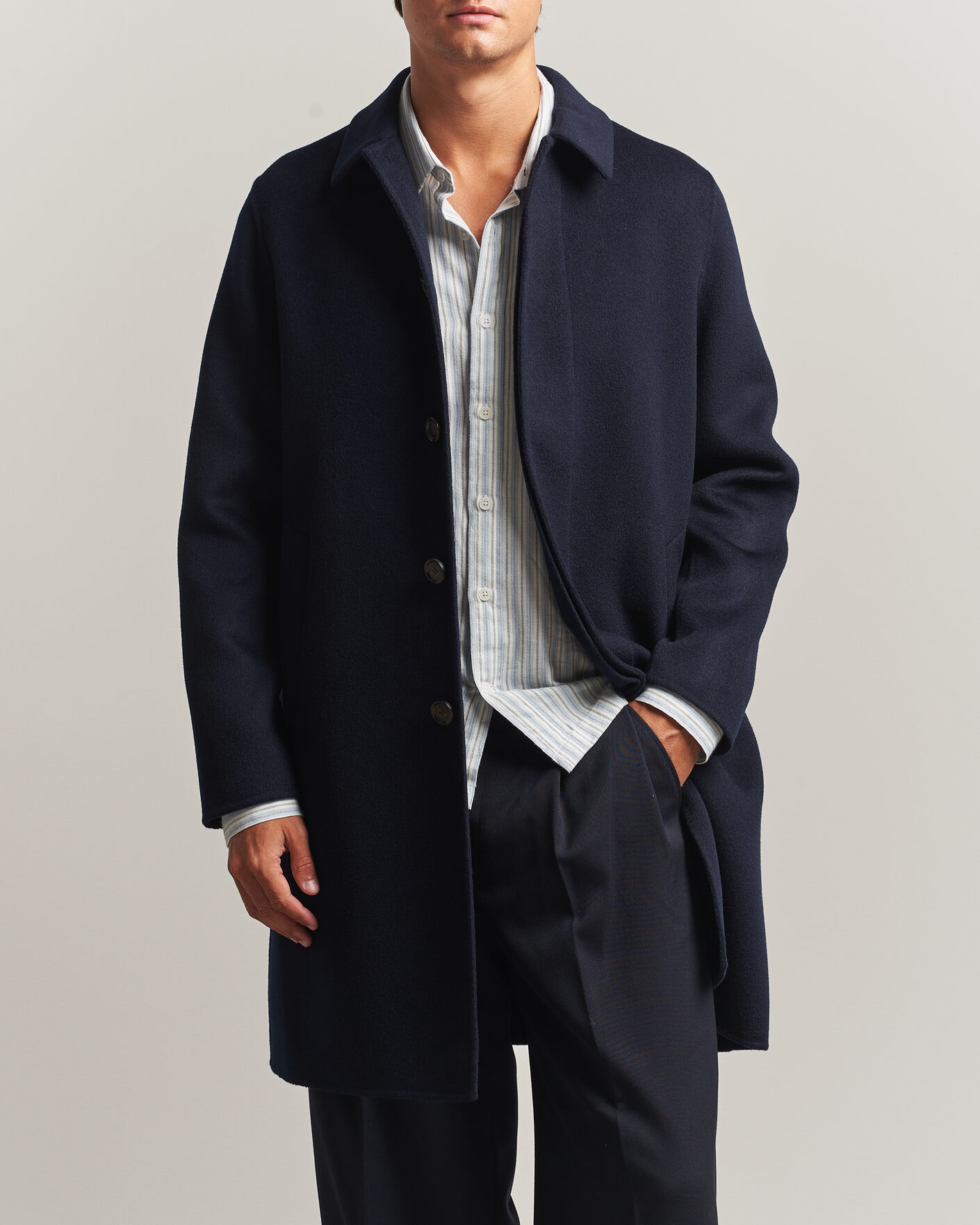 Herr | Jackor | Aspesi | Double Wool Coat Navy