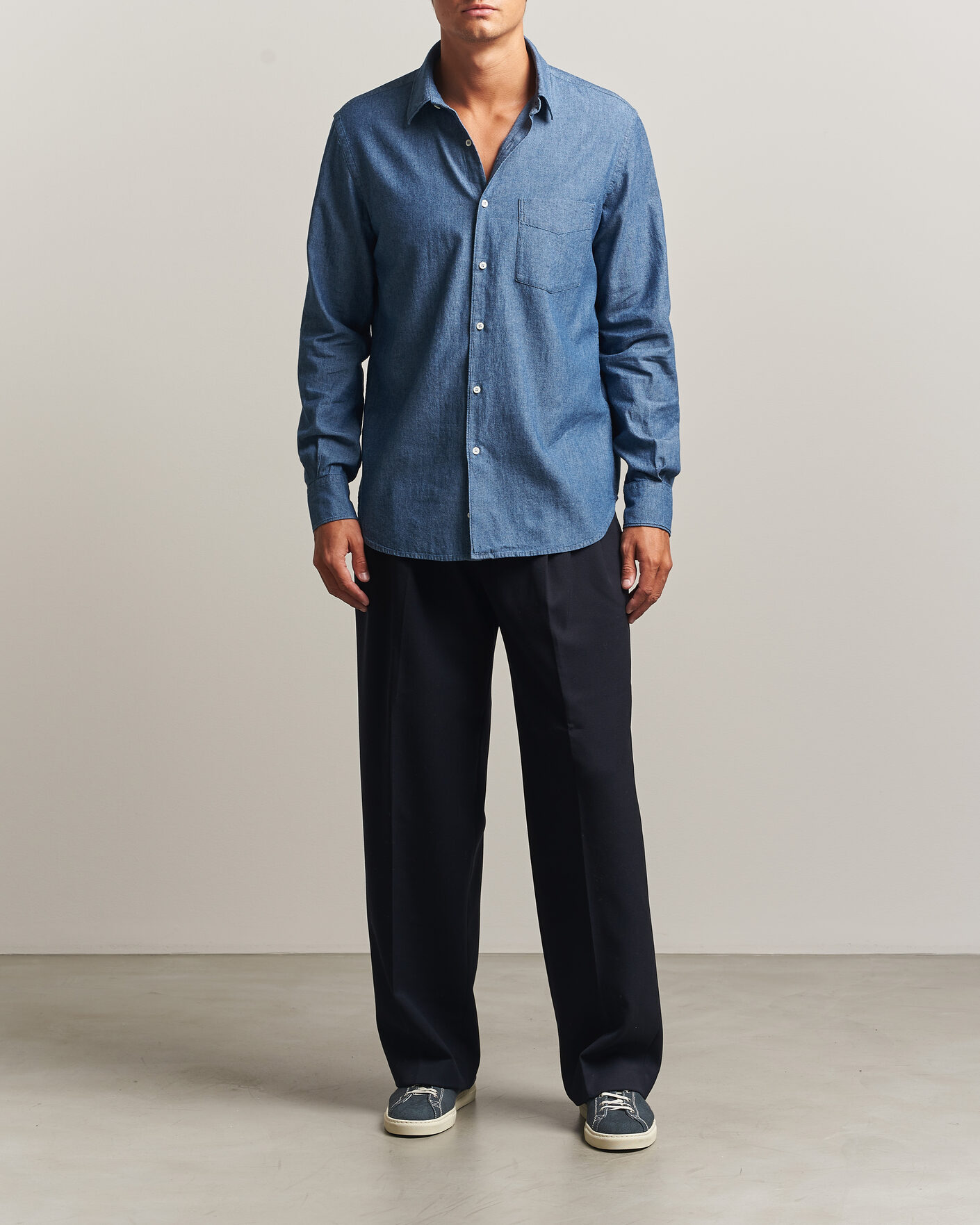 Herr | Skjortor | Aspesi | Chambray Shirt Blue Denim