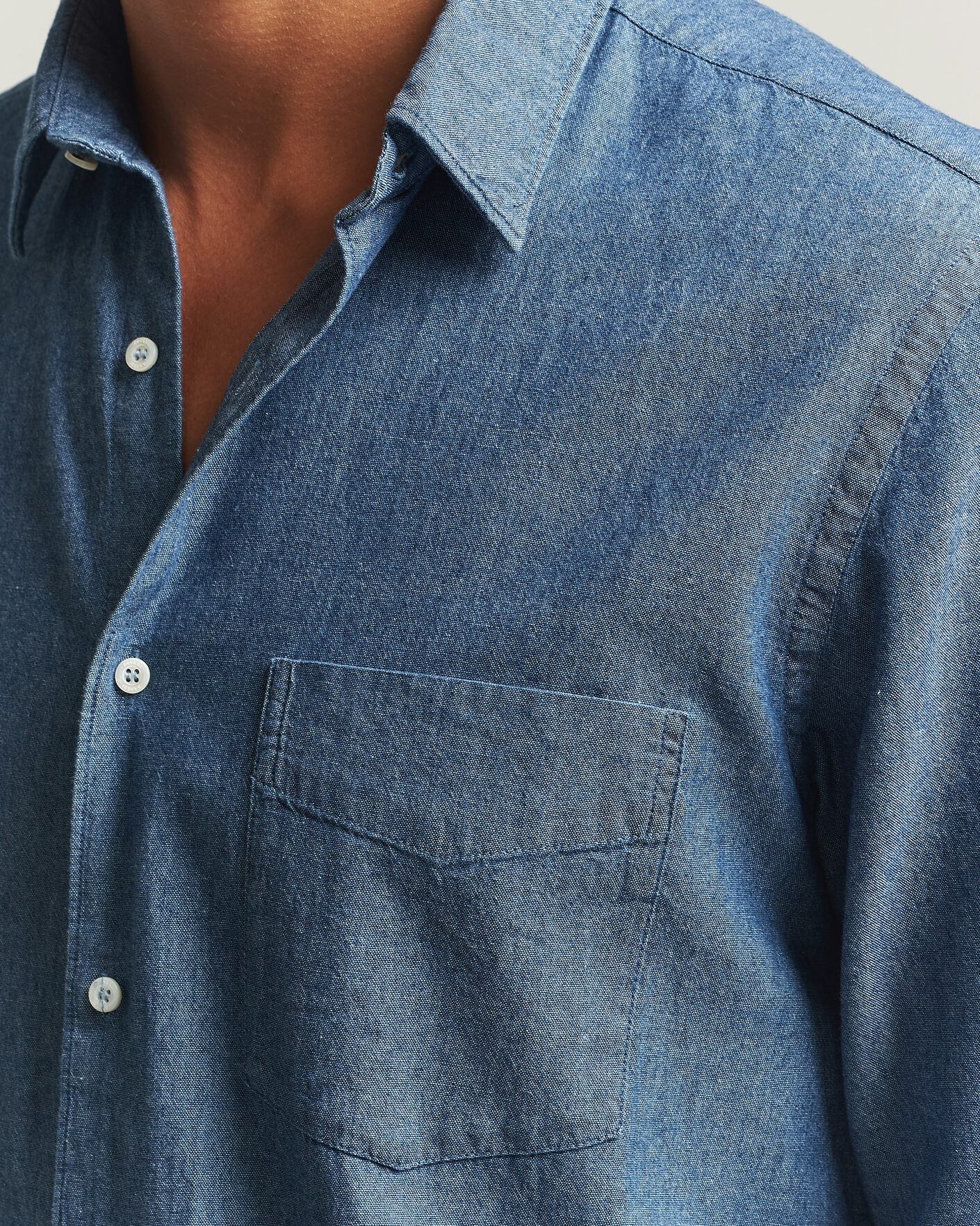 Herr | Skjortor | Aspesi | Chambray Shirt Blue Denim