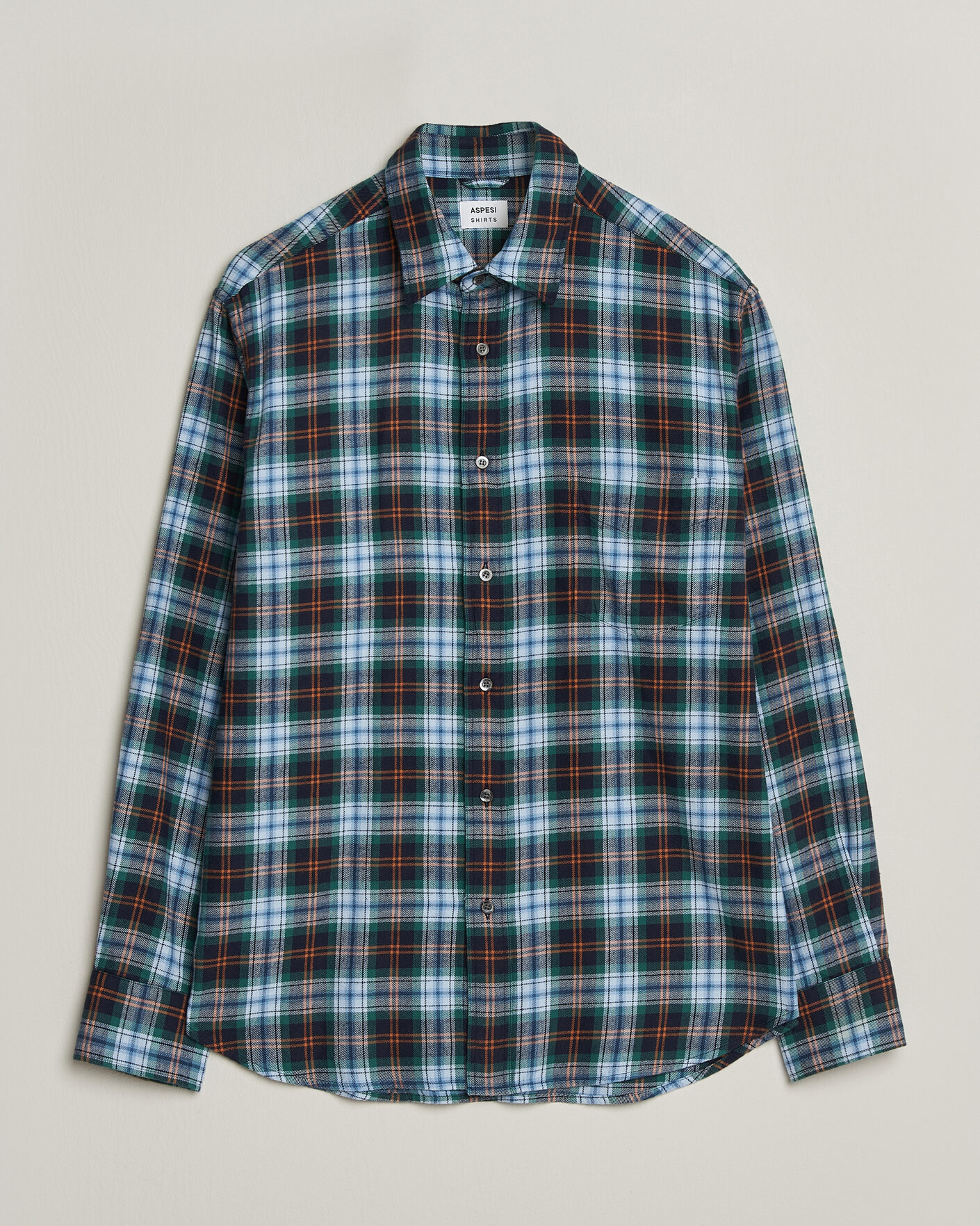 Herr | Skjortor | Aspesi | Flannel Shirt Blue Check