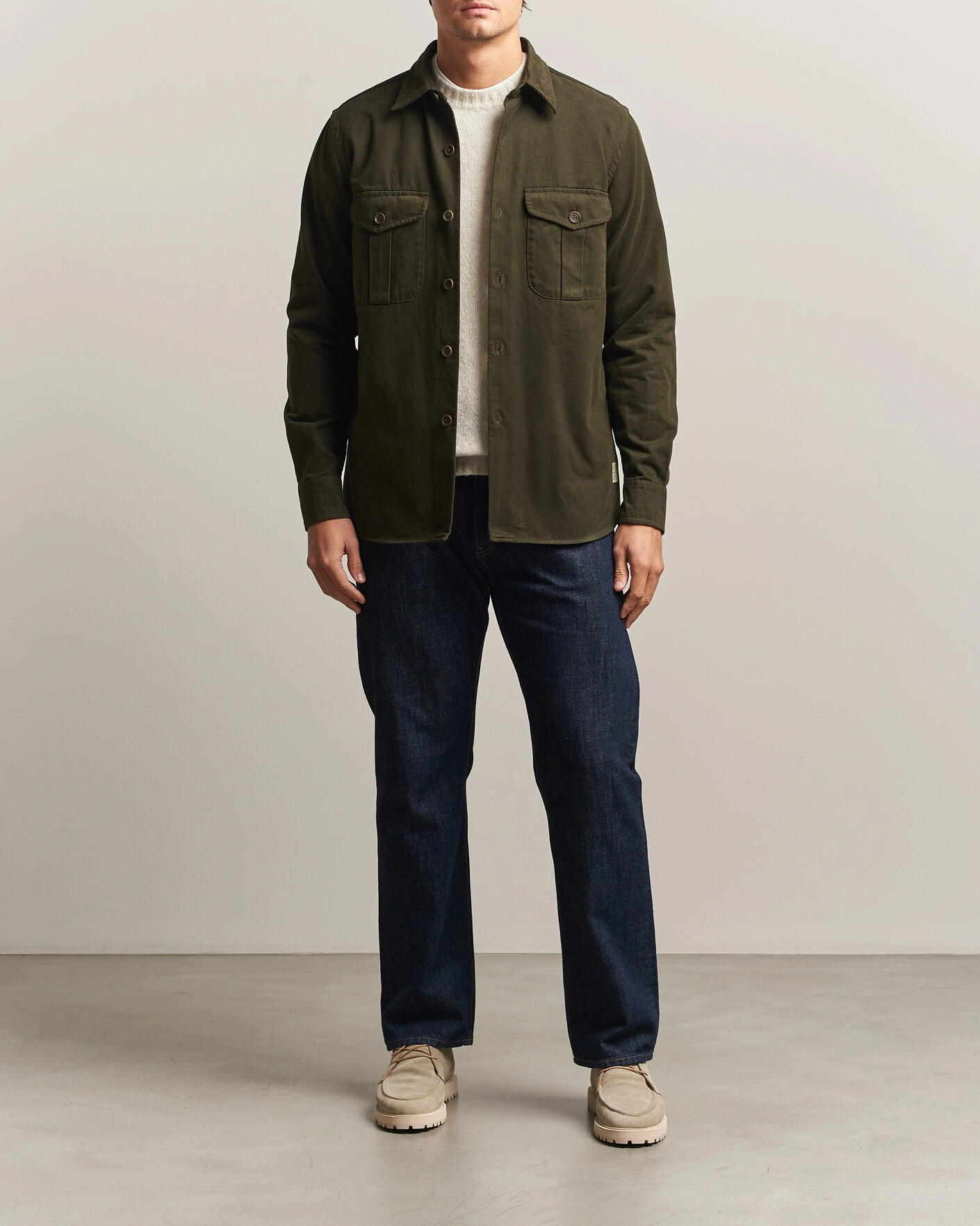 Herr | Skjortor | Aspesi | Twill Cotton Overshirt Military