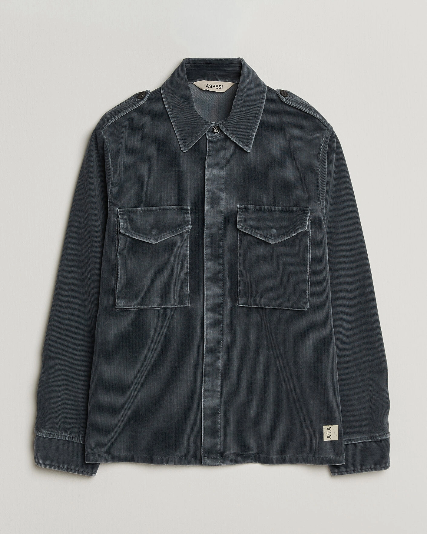 Herr | Skjortor | Aspesi | Double Pocket Corduroy Overshirt Washed Black
