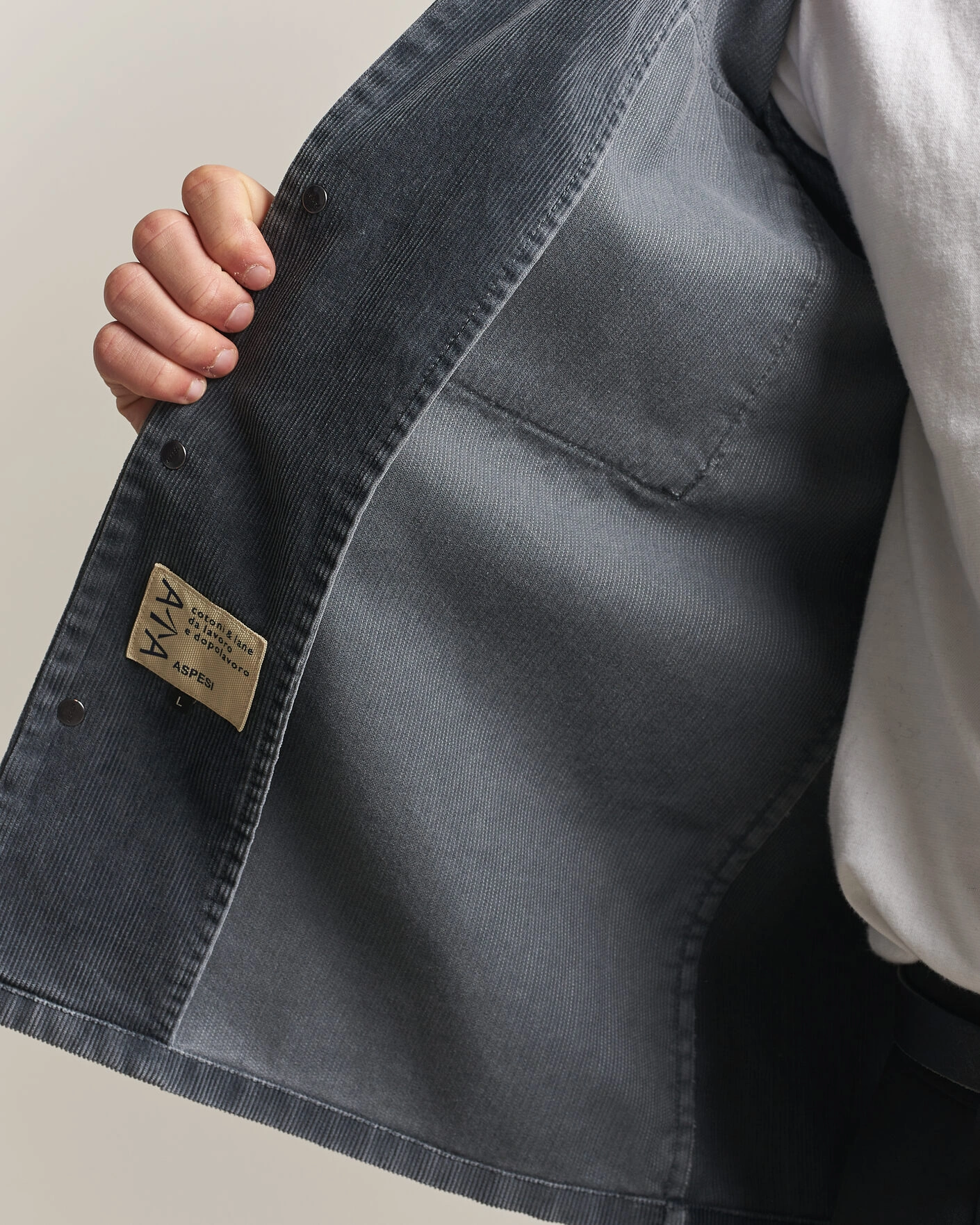Herr | Skjortor | Aspesi | Double Pocket Corduroy Overshirt Washed Black