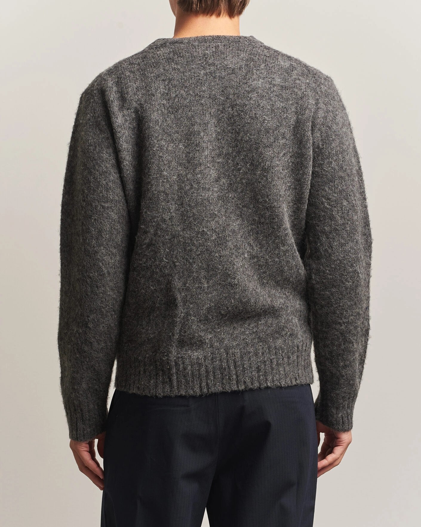 Herr | Tröjor | Aspesi | Brushed Shetland Sweater Grey Melange