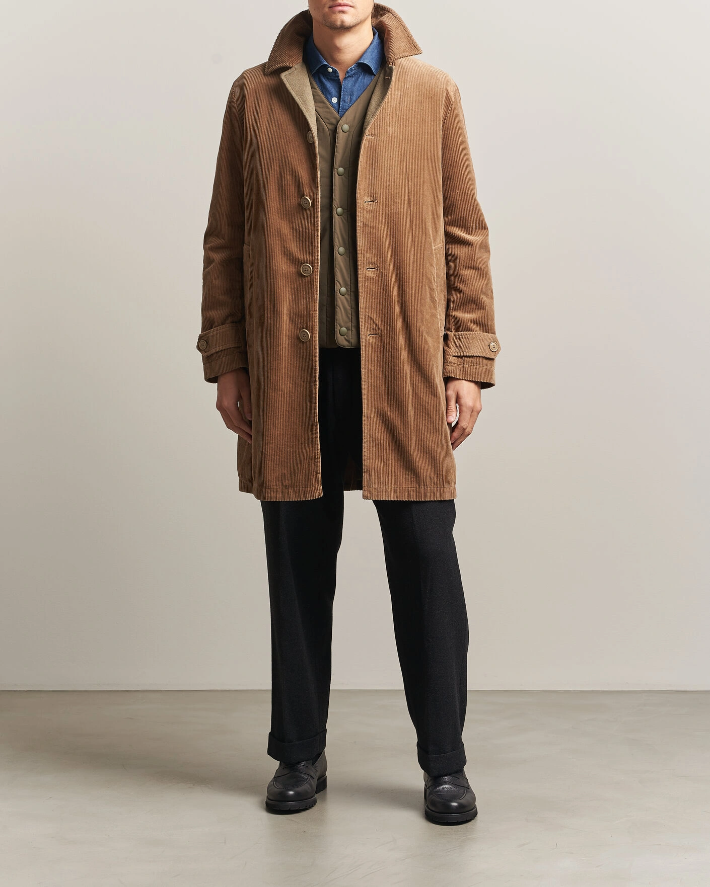 Herr | Jackor | Aspesi | Corduroy Raglan Coat Beige