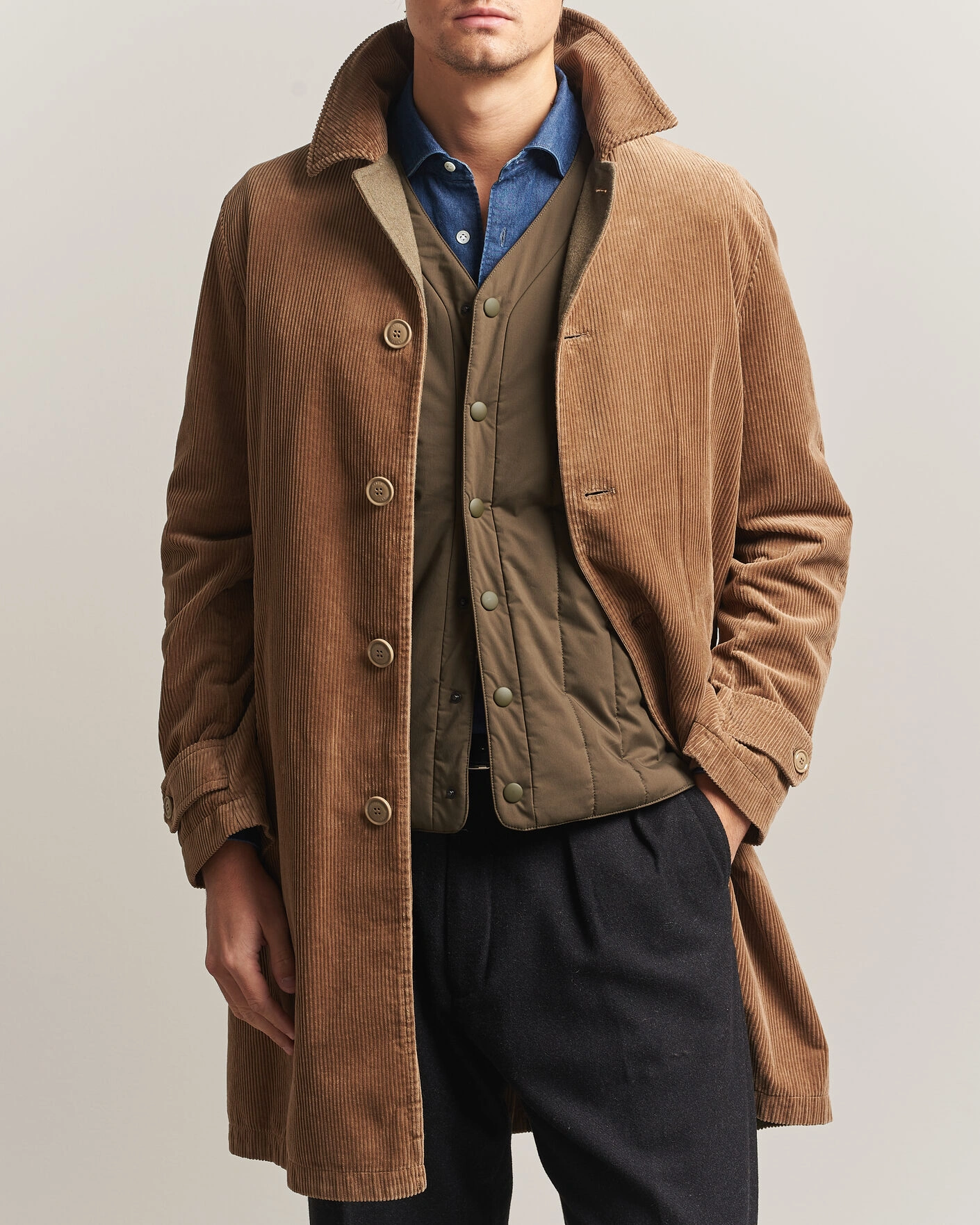 Herr | Jackor | Aspesi | Corduroy Raglan Coat Beige