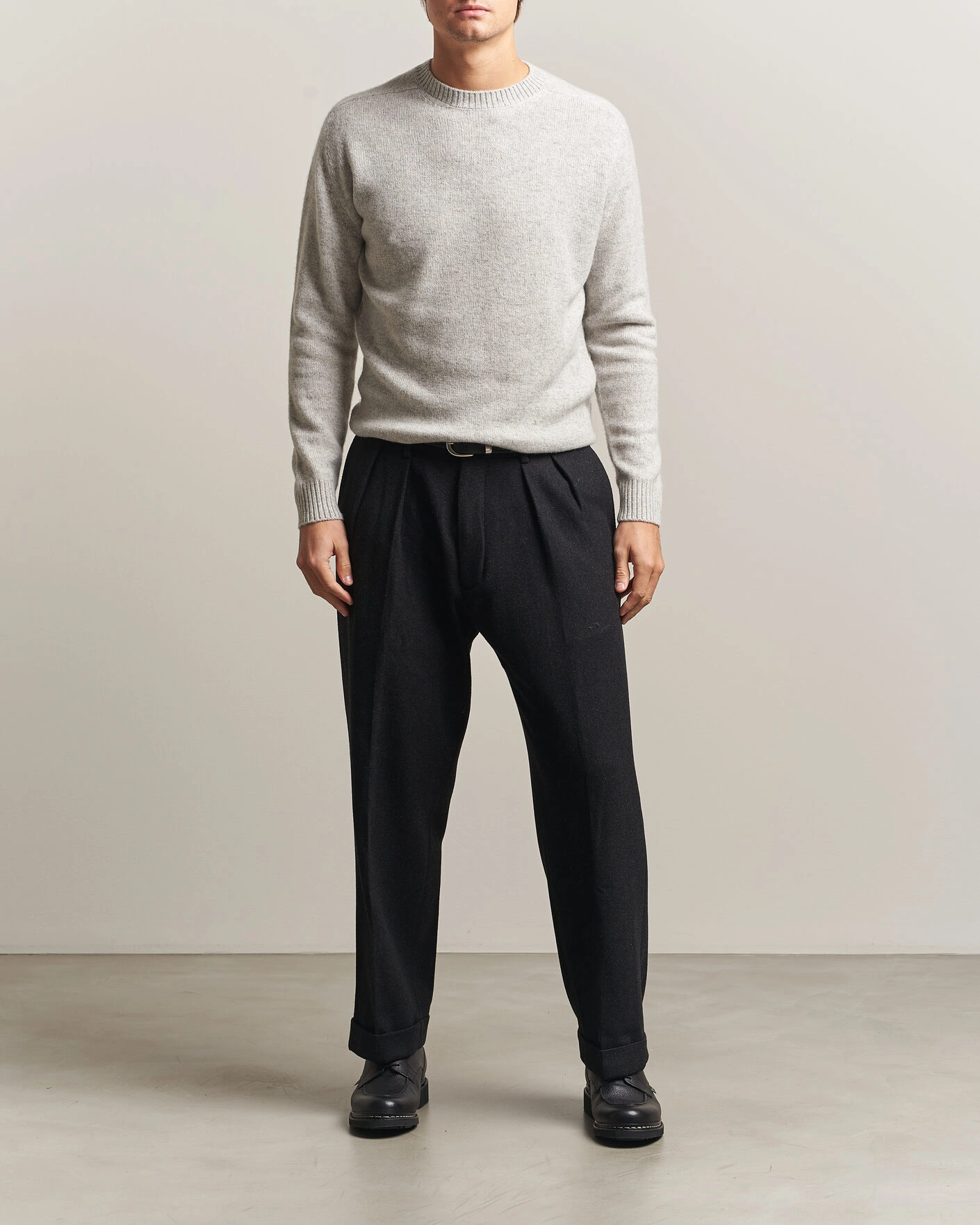 Herr | Tröjor | Boglioli | Cloud Cashmere Crew Neck Light Grey
