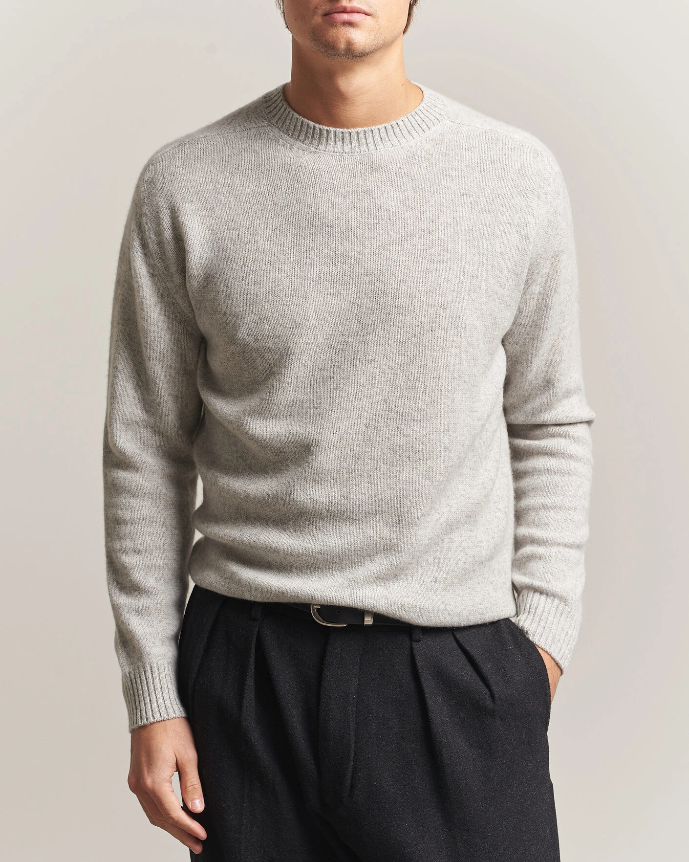 Herr | Tröjor | Boglioli | Cloud Cashmere Crew Neck Light Grey
