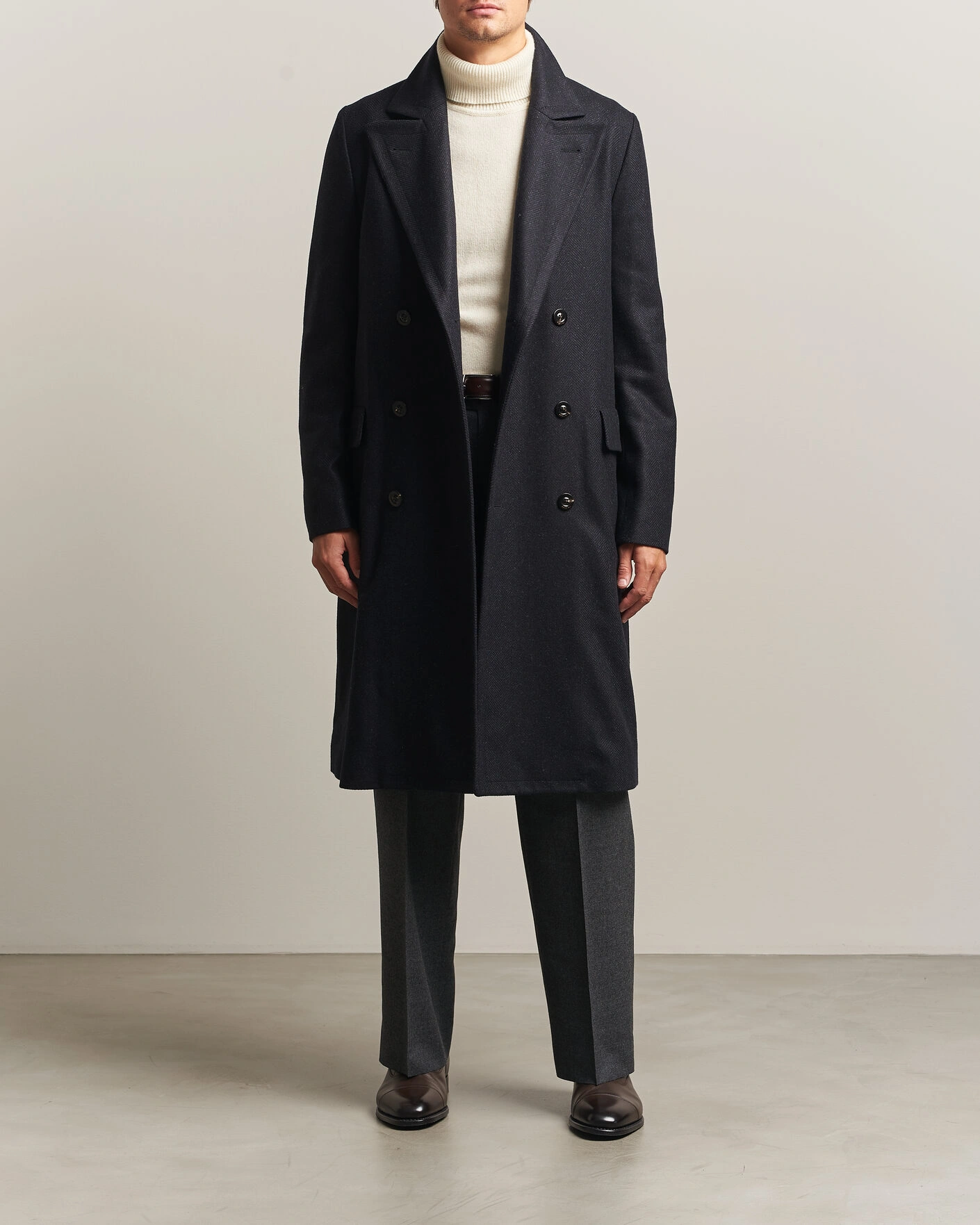 Herr | Jackor | Boglioli | Double Breasted Wool Coat Navy