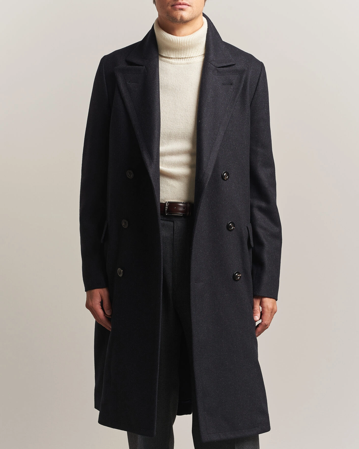 Herr | Jackor | Boglioli | Double Breasted Wool Coat Navy