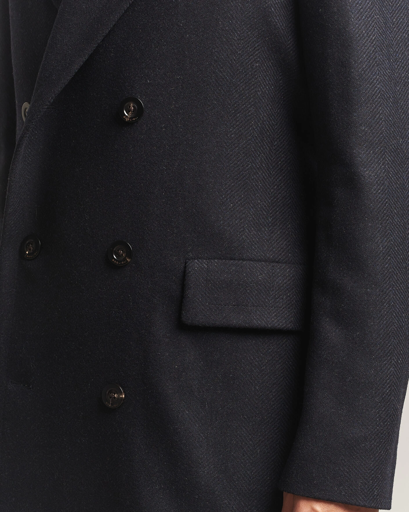 Herr | Jackor | Boglioli | Double Breasted Wool Coat Navy