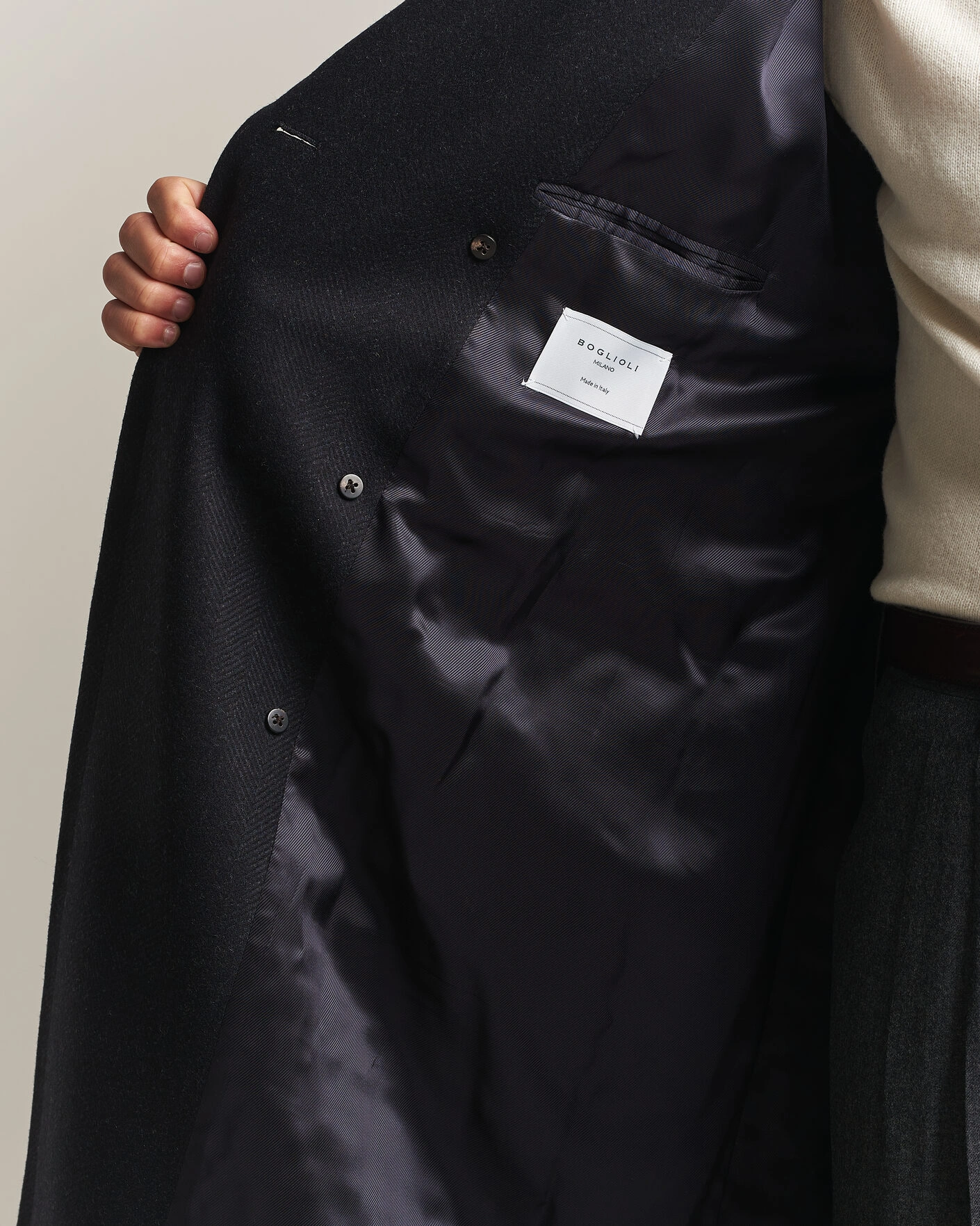 Herr | Jackor | Boglioli | Double Breasted Wool Coat Navy