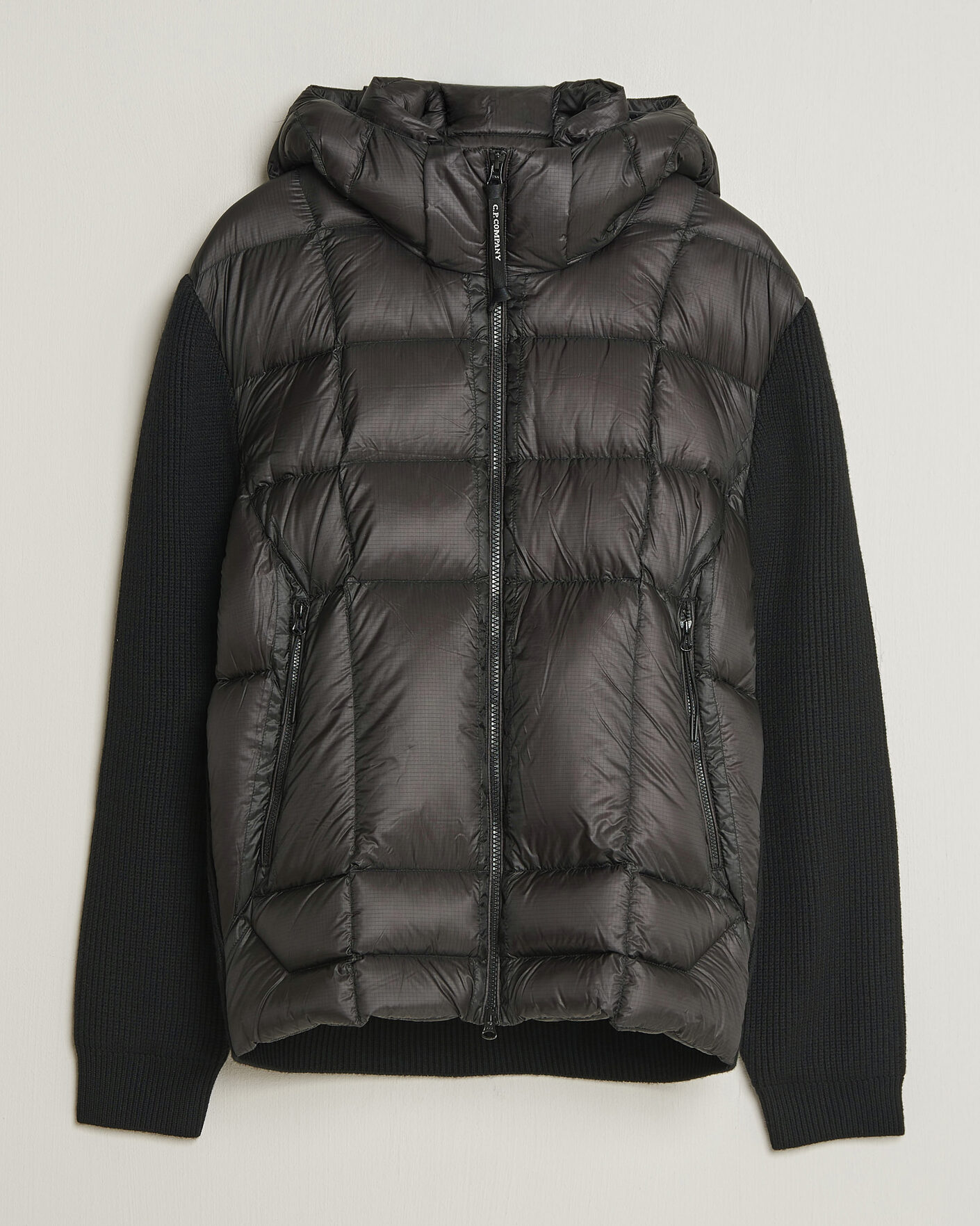 Herr | Jackor | C.P. Company | Merino Wool Padded Hybrid Hood Jacket Black