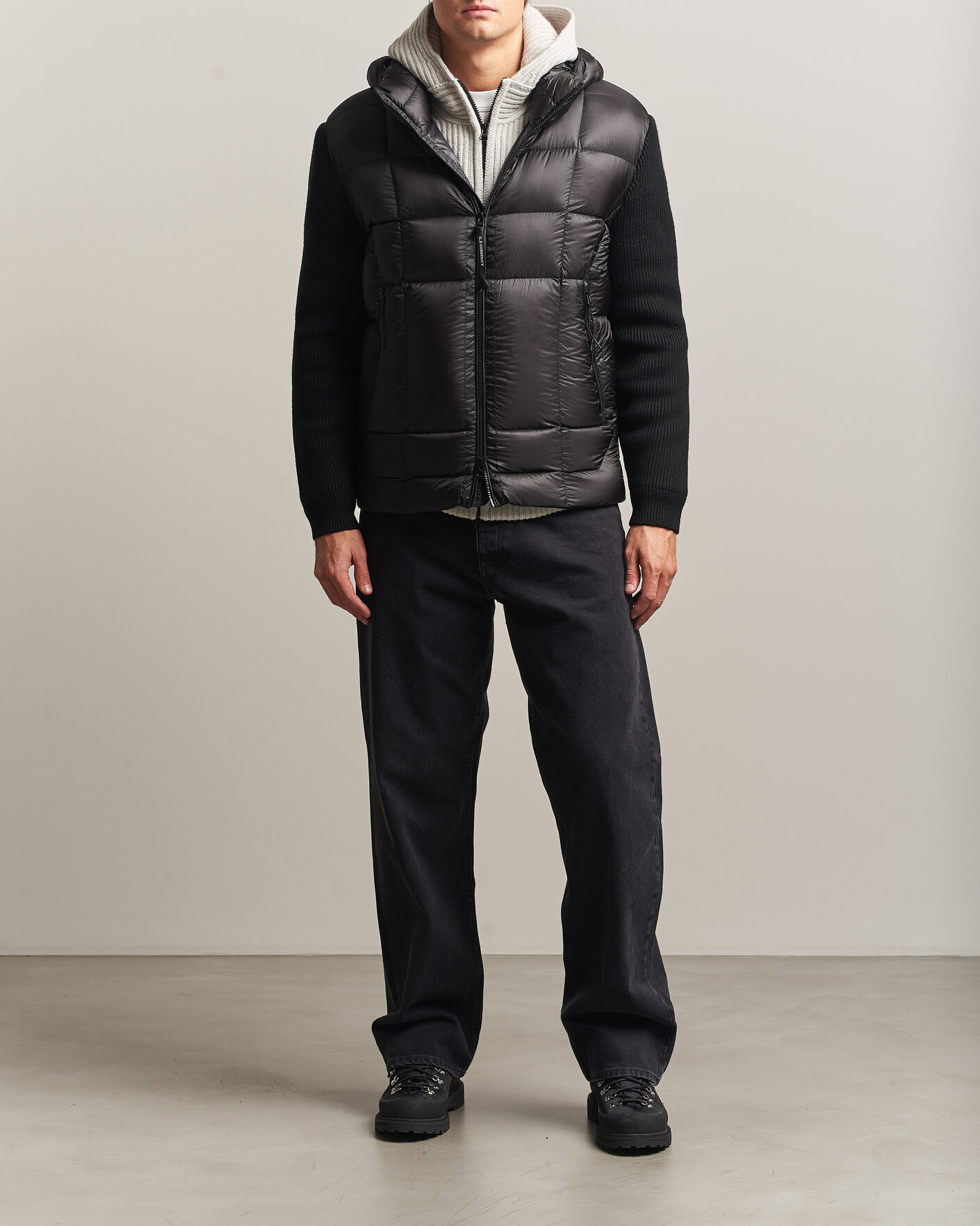 Herr | Jackor | C.P. Company | Merino Wool Padded Hybrid Hood Jacket Black