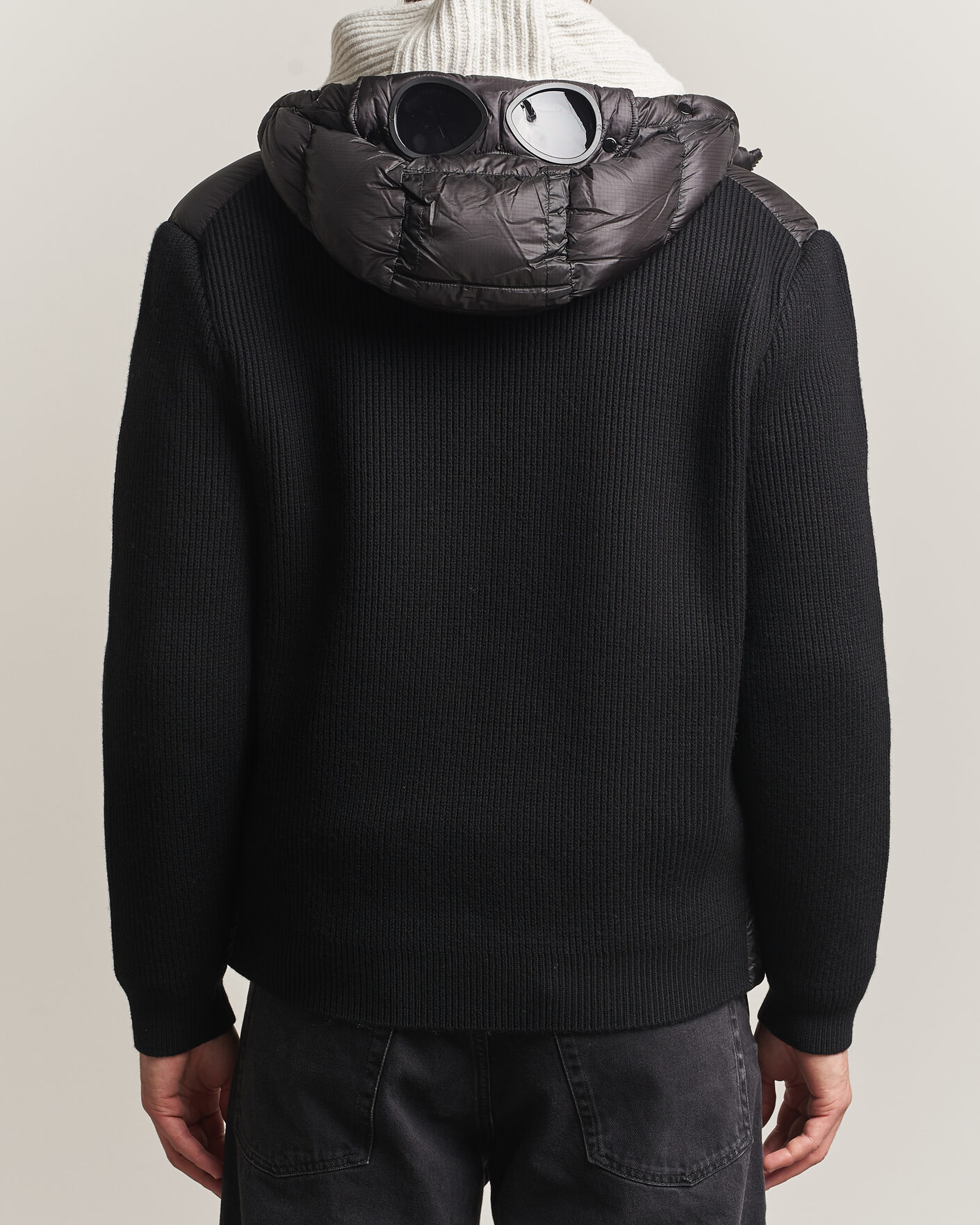 Herr | Jackor | C.P. Company | Merino Wool Padded Hybrid Hood Jacket Black