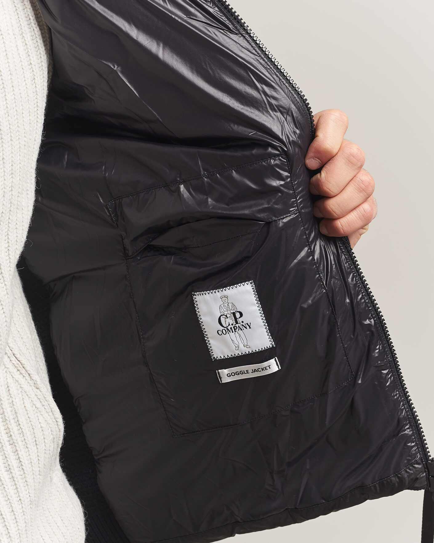 Herr | Jackor | C.P. Company | Merino Wool Padded Hybrid Hood Jacket Black