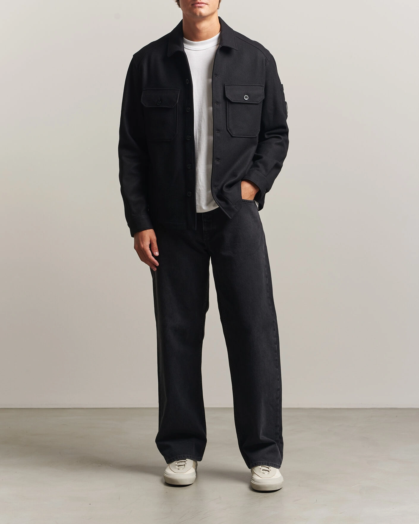Herr | Jackor | C.P. Company | Felted Wool Overshirt Black