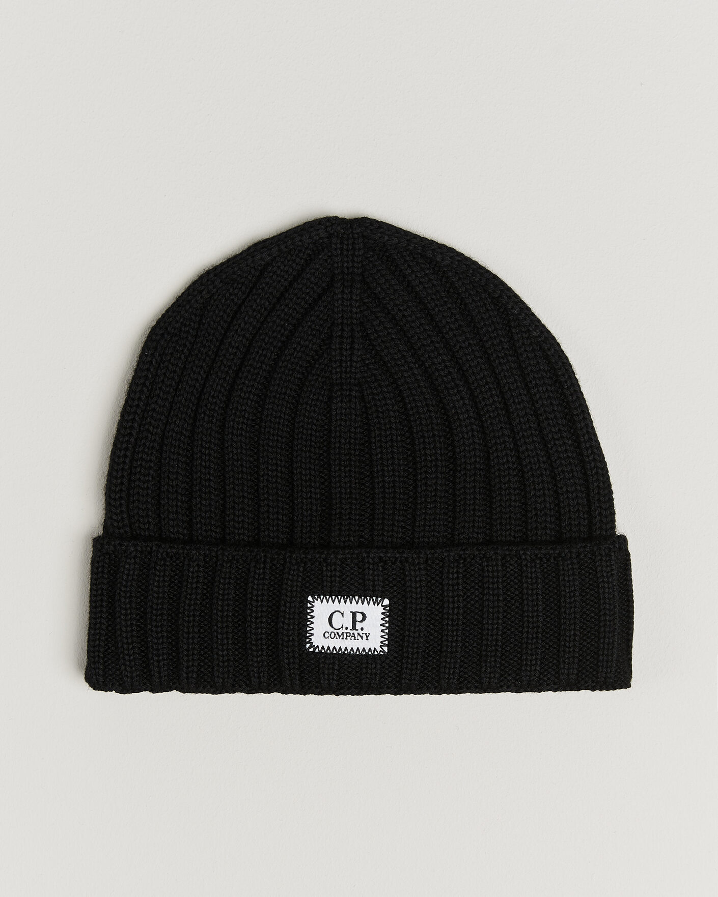 Herr | Mössor | C.P. Company | Extra Fine Merino Rib Knitted Hat Black