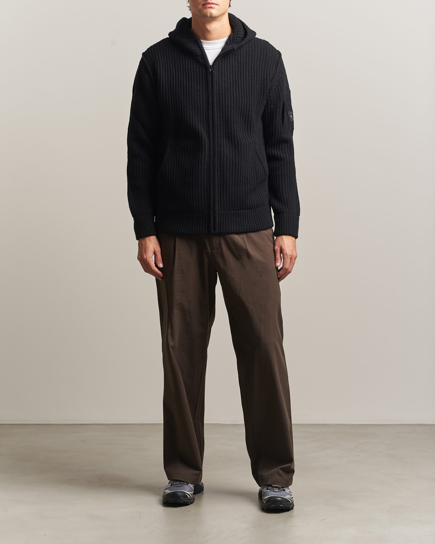 Herr | Tröjor | C.P. Company | Heavy Lambswool Hood Zip Black