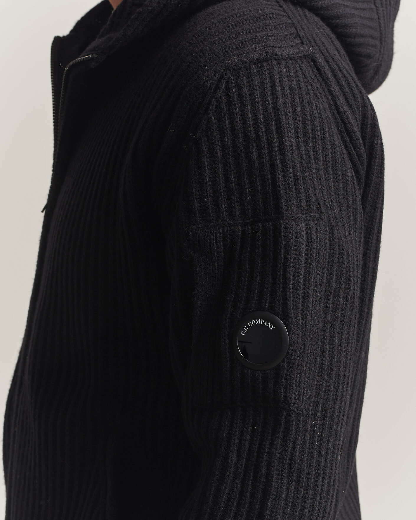 Herr | Tröjor | C.P. Company | Heavy Lambswool Hood Zip Black