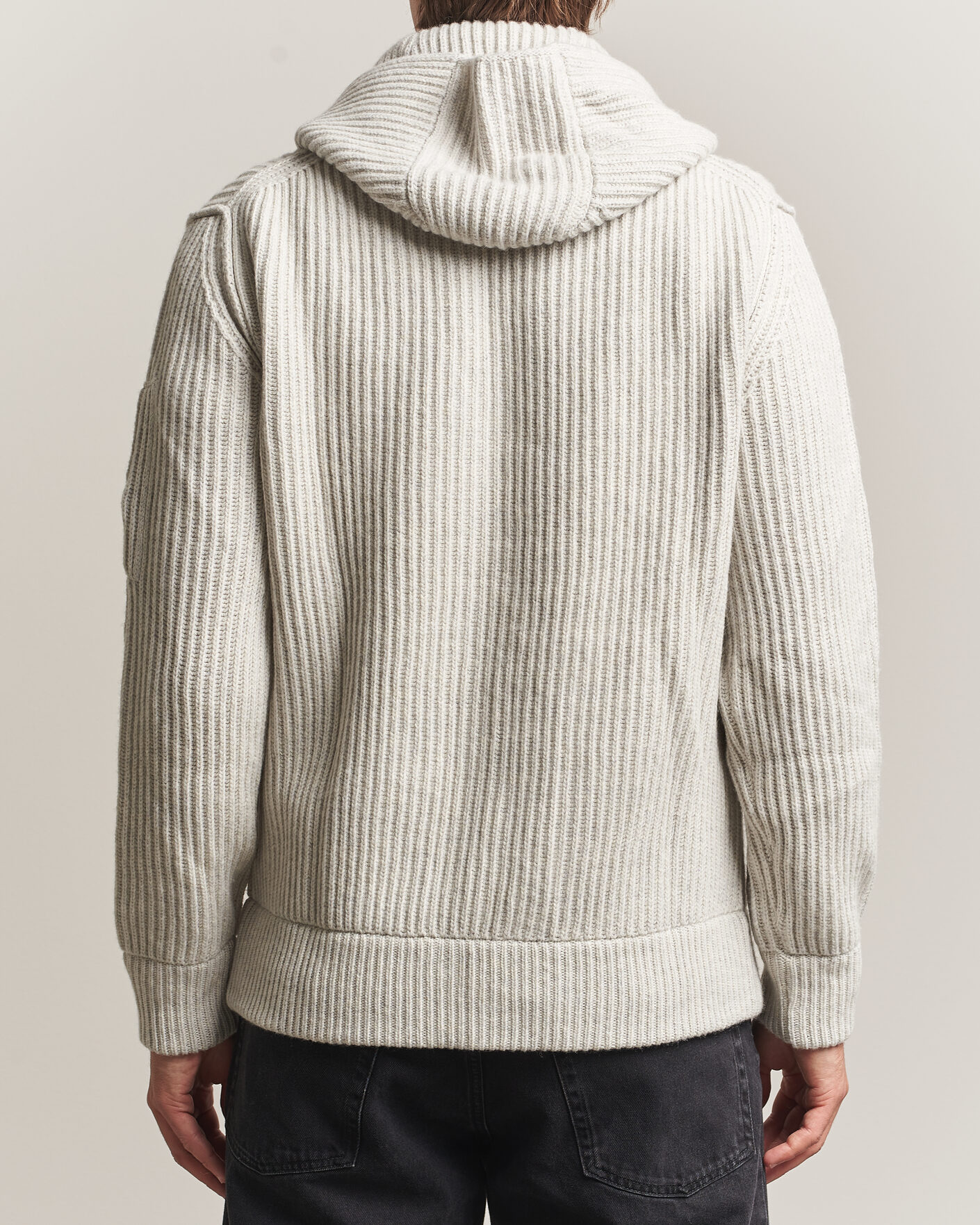 Herr | Tröjor | C.P. Company | Heavy Lambswool Hood Zip Light Grey