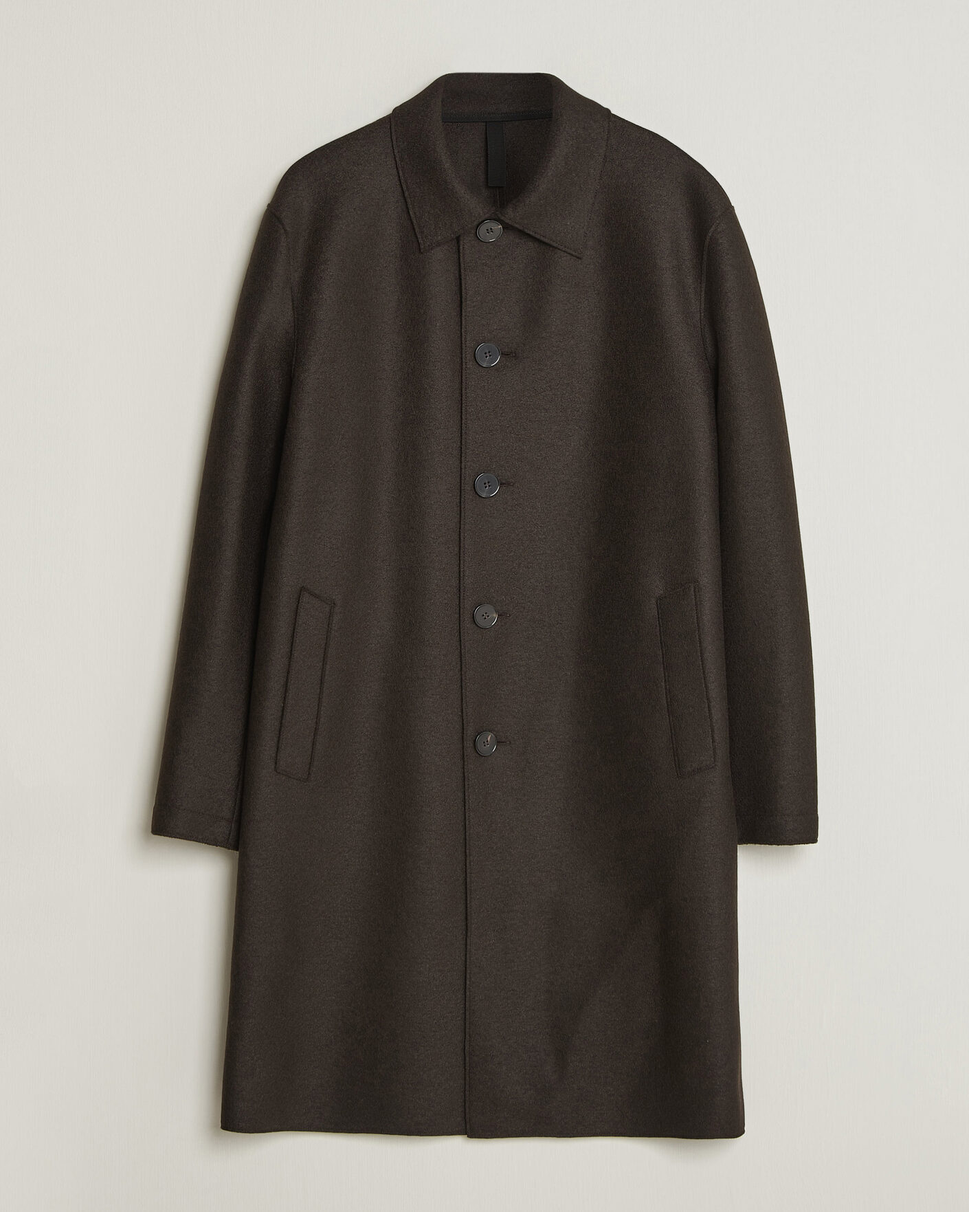 Herr | Jackor | Harris Wharf London | Pressed Wool Mac Coat Dark Brown