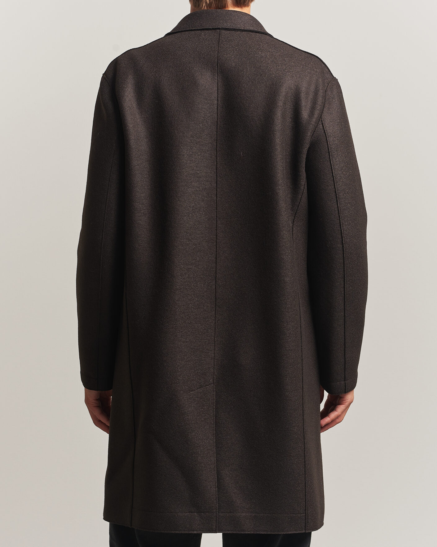 Herr | Jackor | Harris Wharf London | Pressed Wool Mac Coat Dark Brown