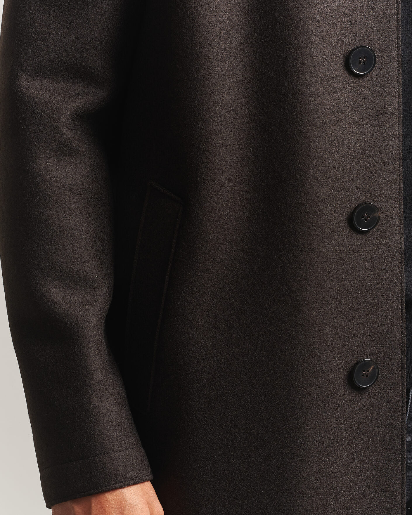 Herr | Jackor | Harris Wharf London | Pressed Wool Mac Coat Dark Brown