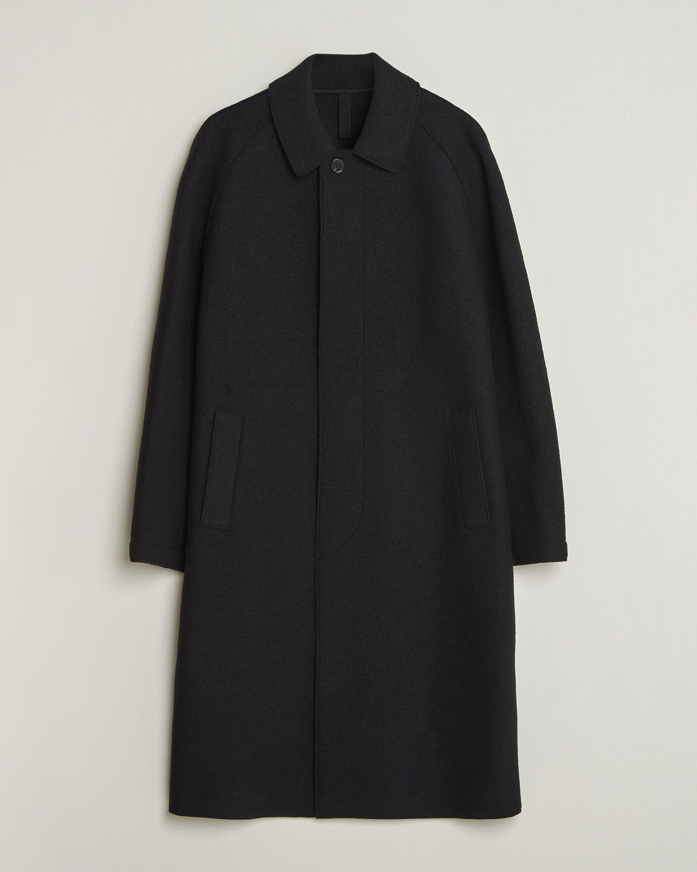 Herr | Jackor | Harris Wharf London | Boiled Wool Fly Front Balmacan Coat Black