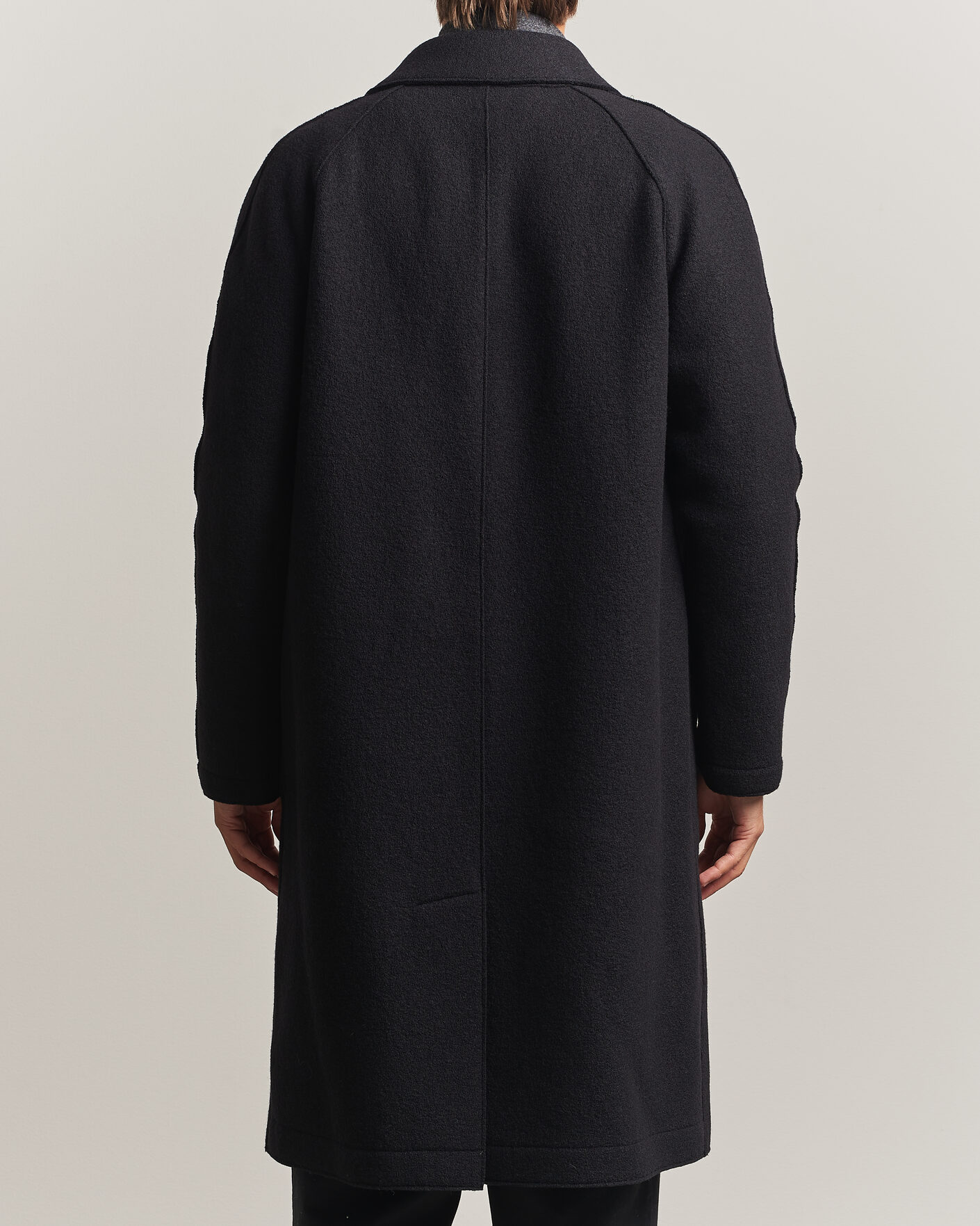 Herr | Jackor | Harris Wharf London | Boiled Wool Fly Front Balmacan Coat Black