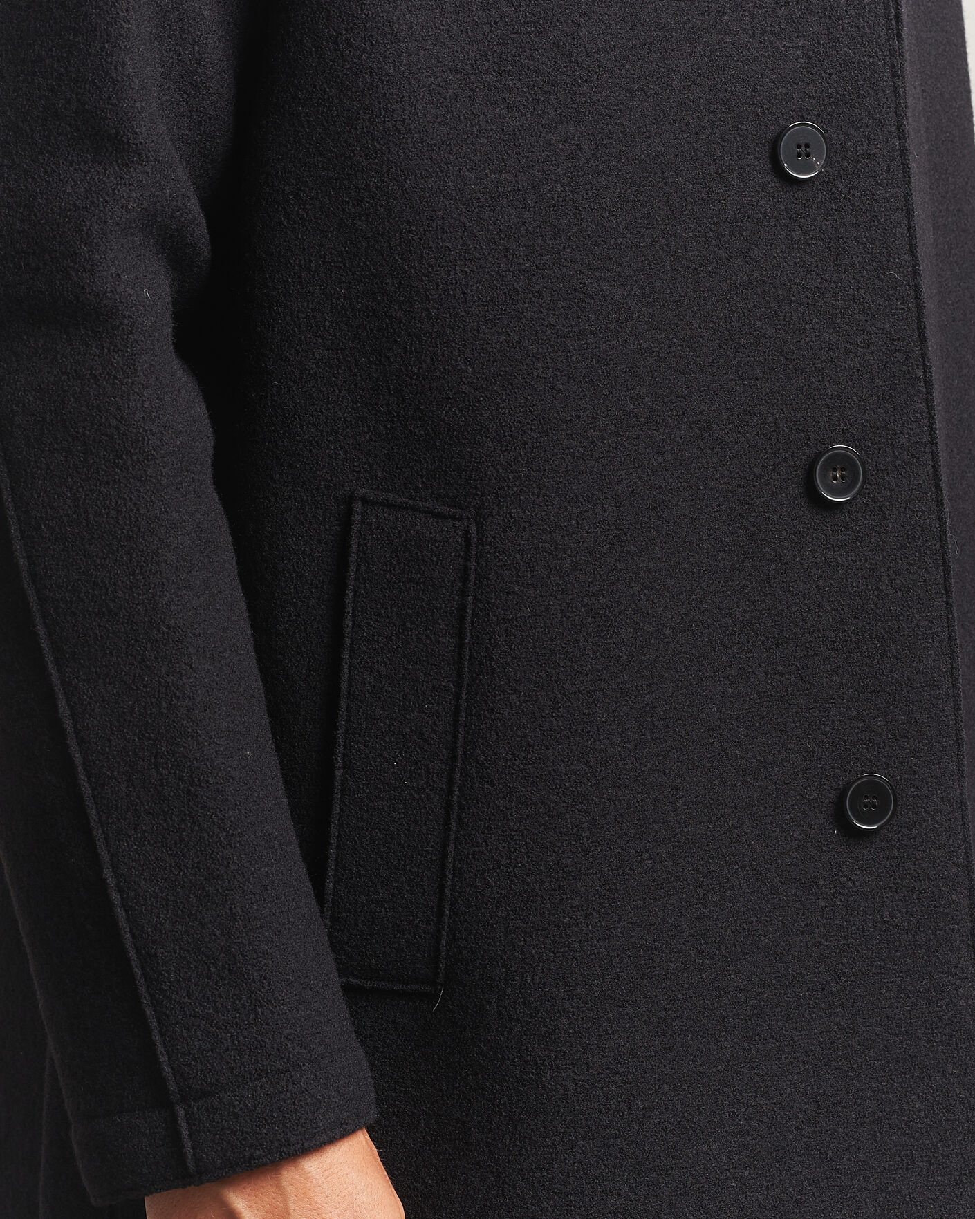 Herr | Jackor | Harris Wharf London | Boiled Wool Fly Front Balmacan Coat Black