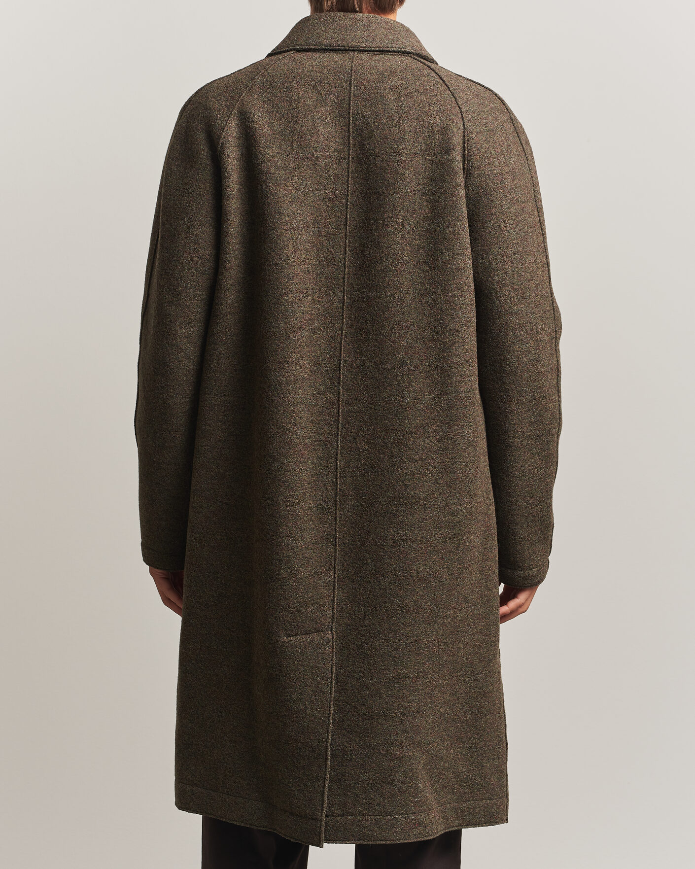 Herr | Jackor | Harris Wharf London | Boiled Wool Fly Front Balmacan Coat Brown/Green