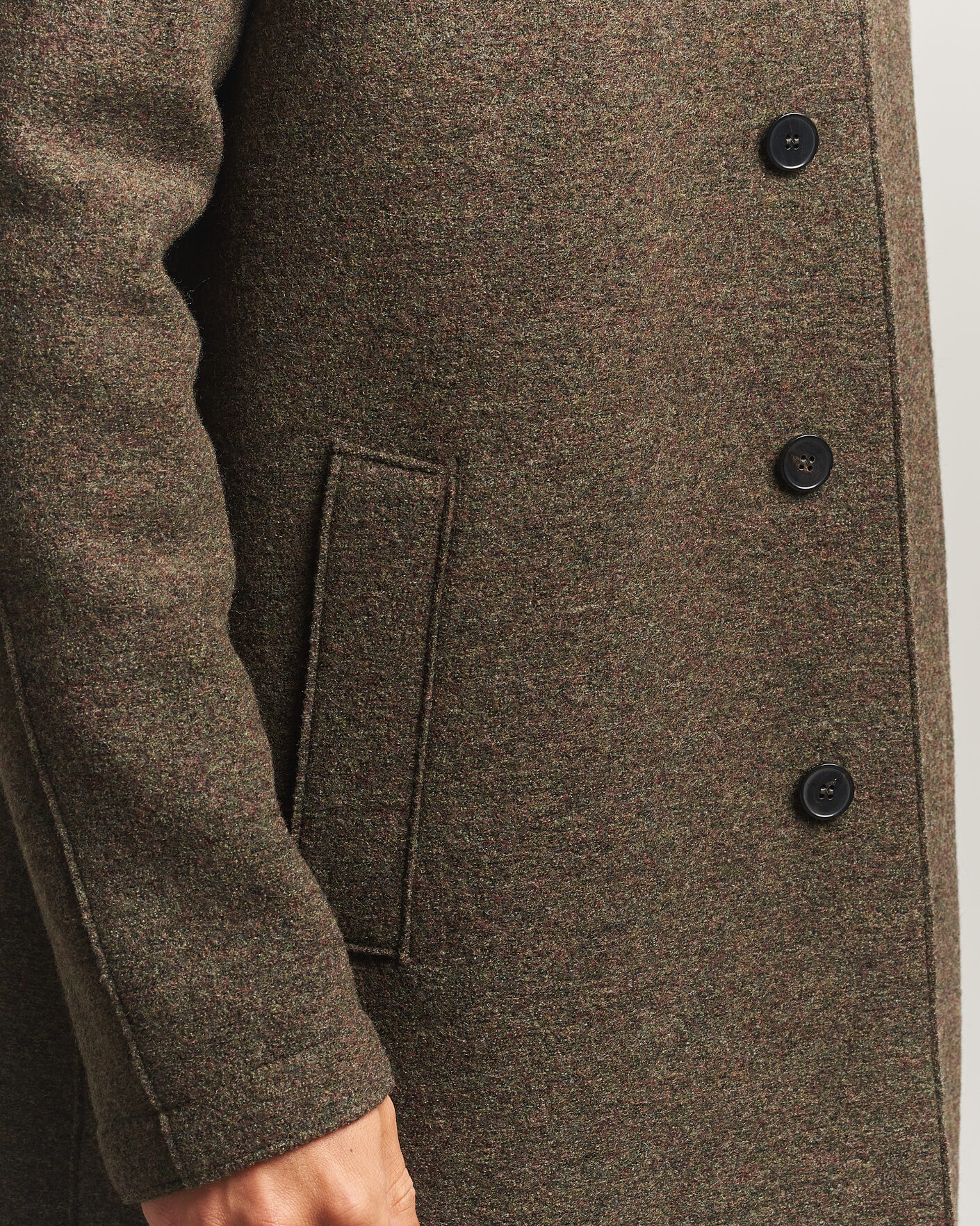 Herr | Jackor | Harris Wharf London | Boiled Wool Fly Front Balmacan Coat Brown/Green