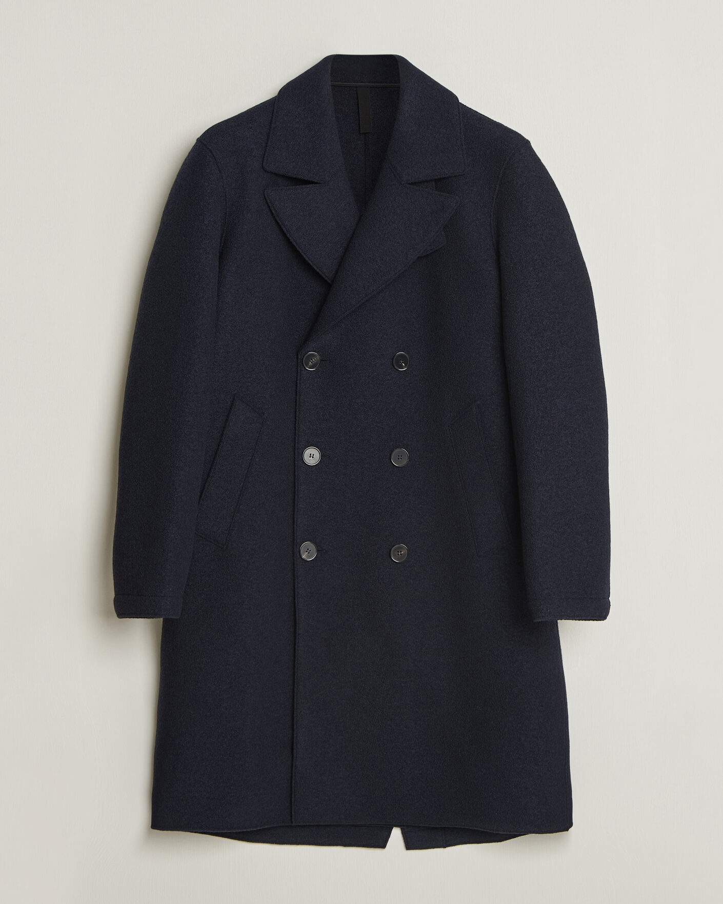 Herr | Jackor | Harris Wharf London | Pressed Wool Long Peacoat Navy Blue